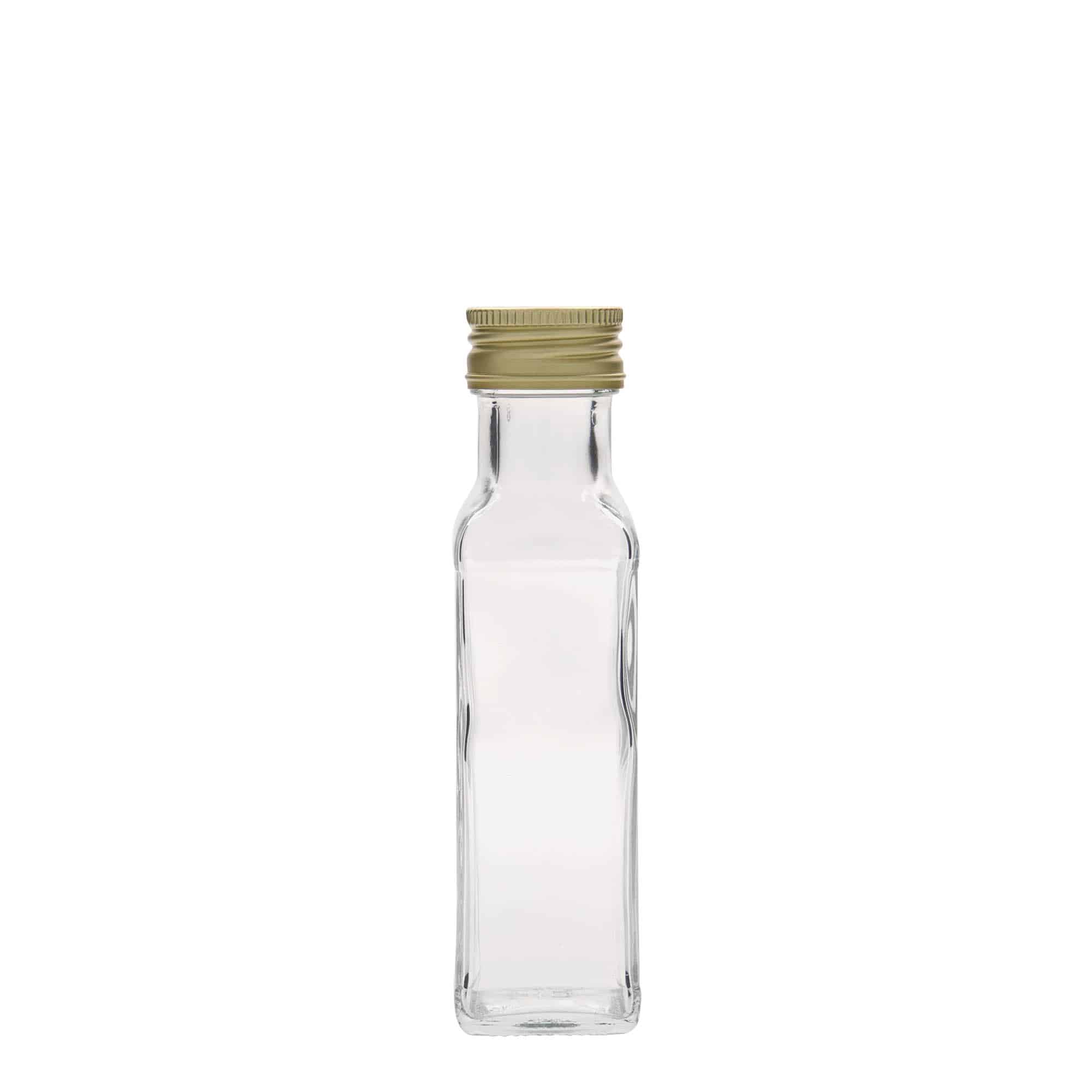 Glazen fles 'Marasca', 100 ml, vierkant, monding: PP 31,5