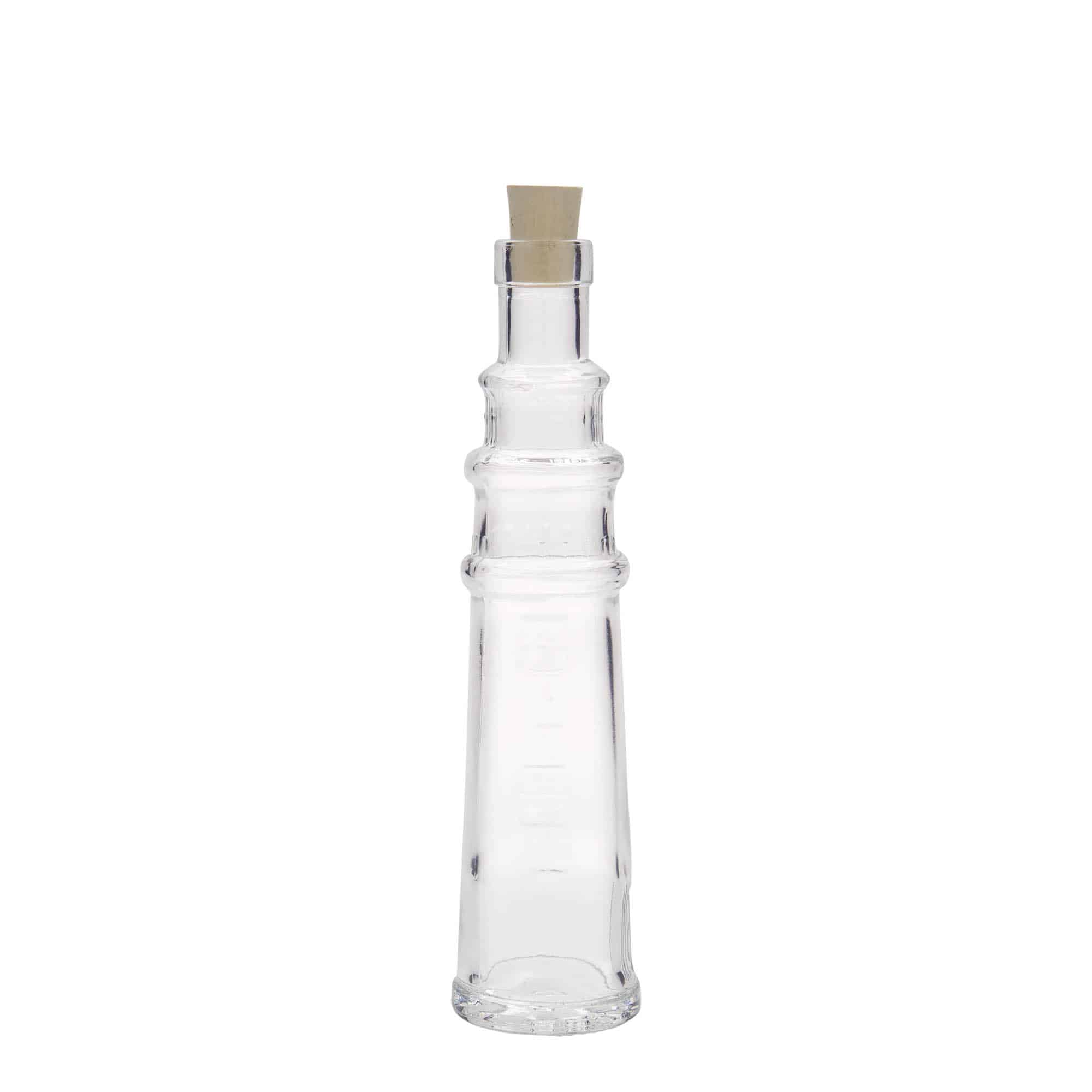 Glazen fles 'Vuurtoren', 100 ml, monding: kurk