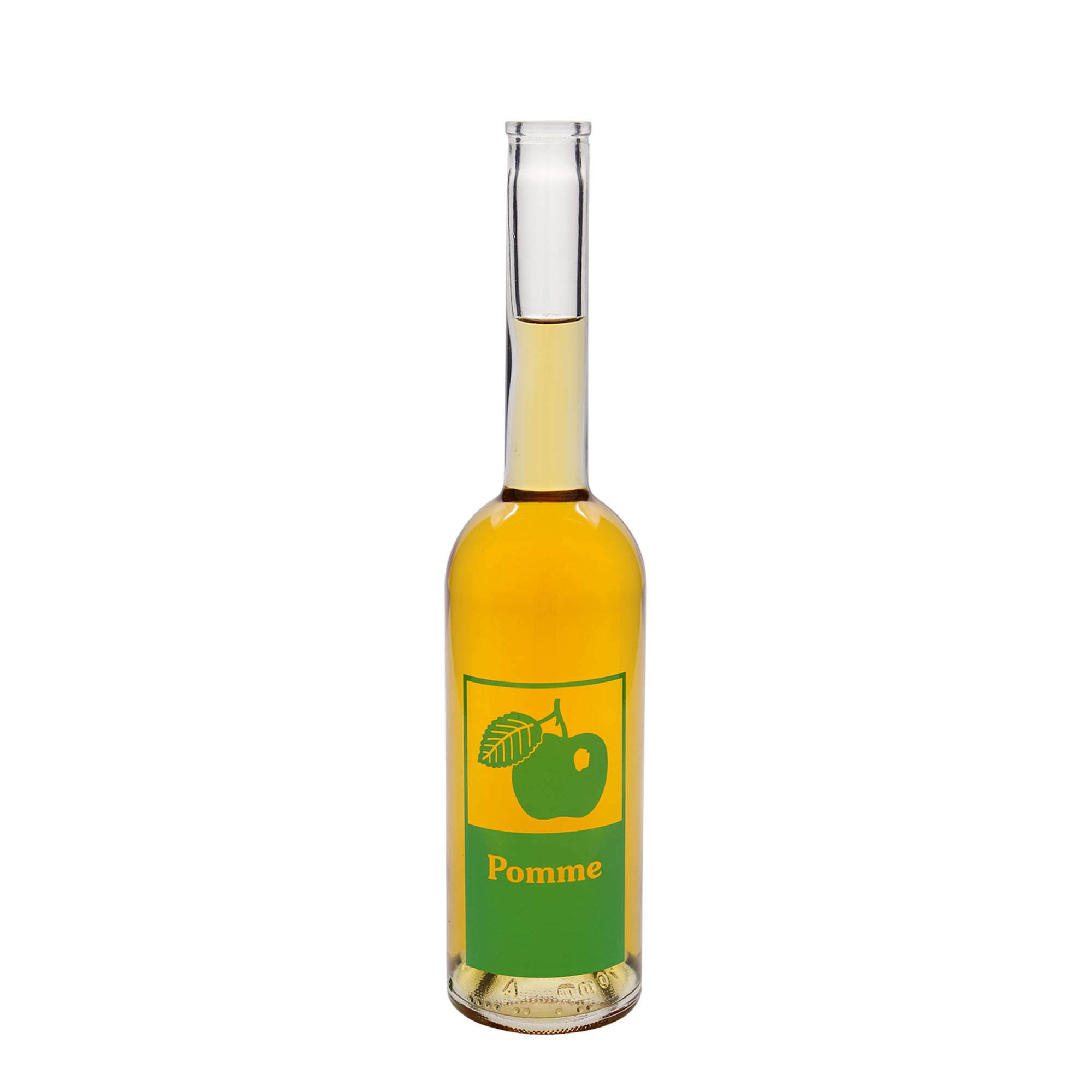 500 ml glazen fles 'Opera', motief: appel, hals: kurk 500 ml glazen fles 'Opera', motief: appel, hals: kurk