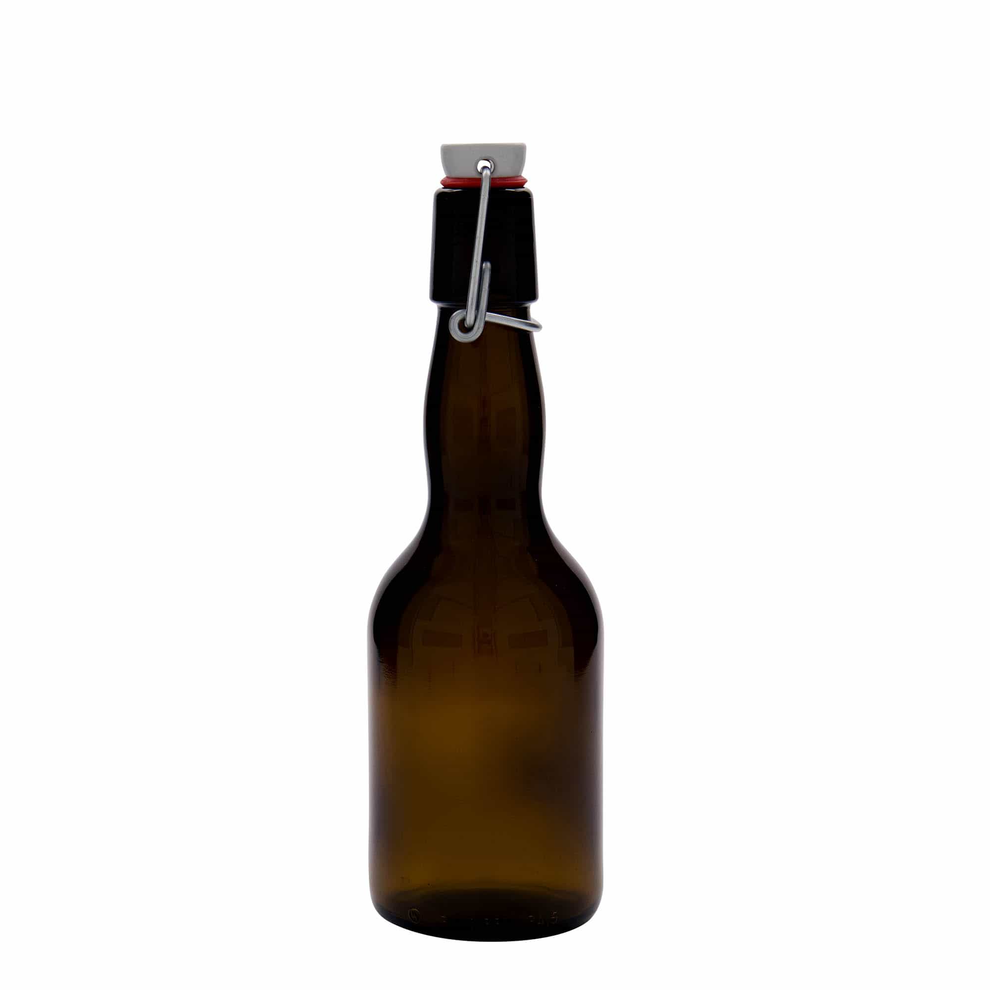 330 ml bierfles met hals, glas, bruin, opening: beugelsluiting