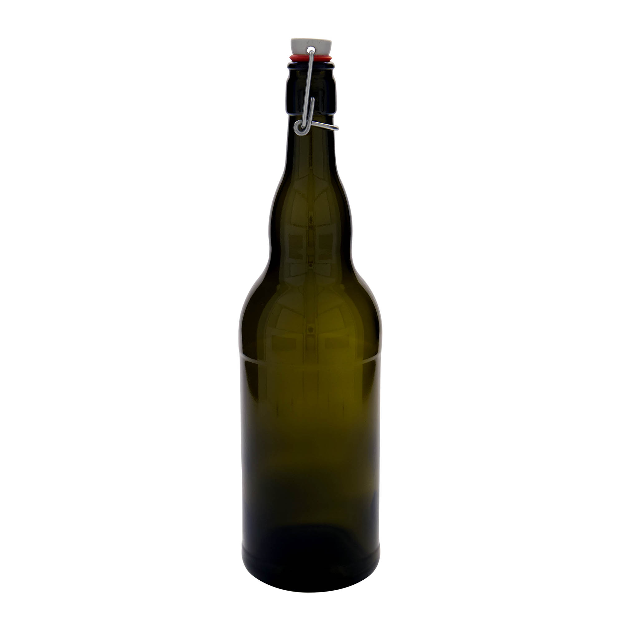 1.000 ml bierfles België, glas, antiekgroen, hals: beugelsluiting