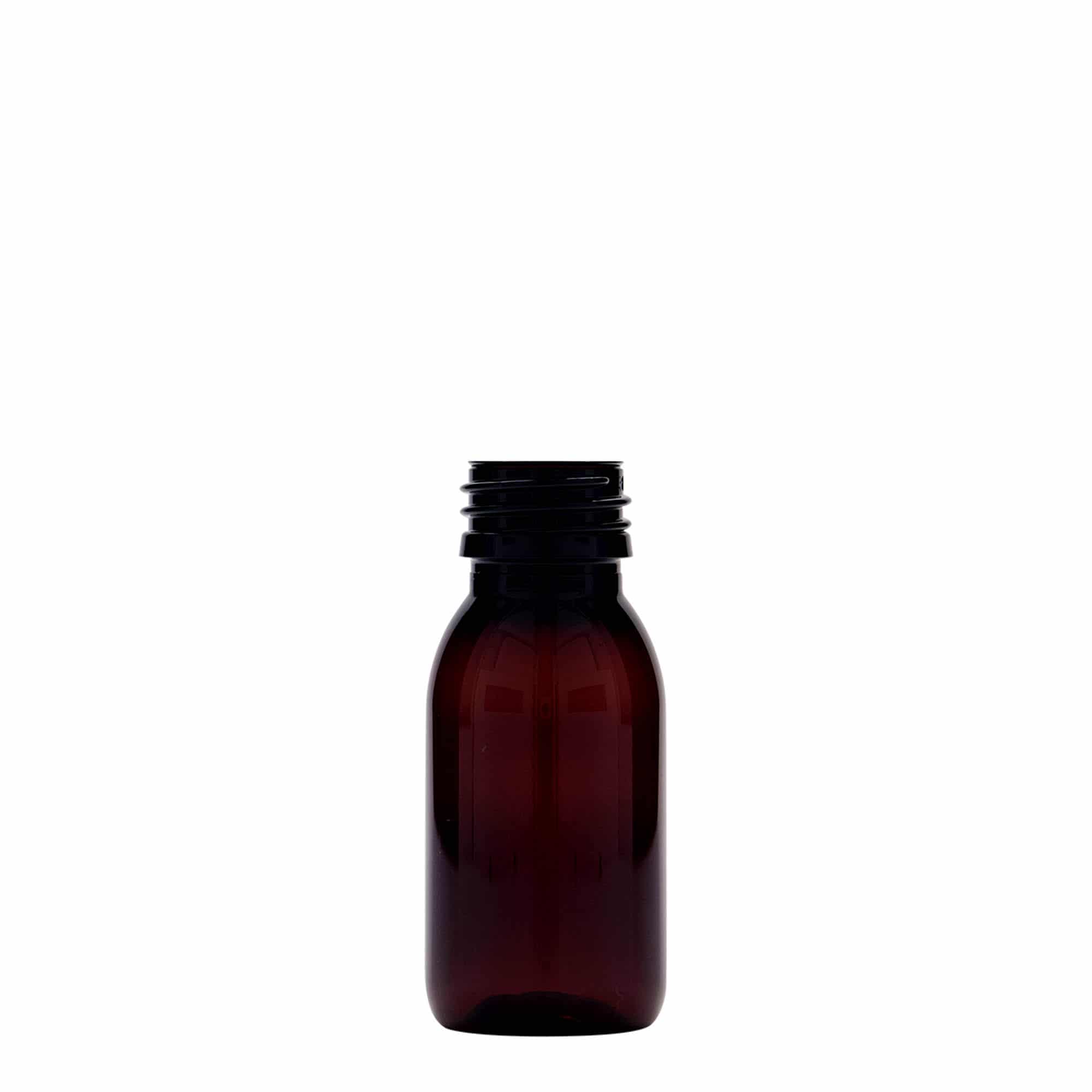 Pet-medicijnfles, 60 ml, bruin, kunststof, monding: PP 28 Pet-medicijnfles, 60 ml, bruin, kunststof, monding: PP 28