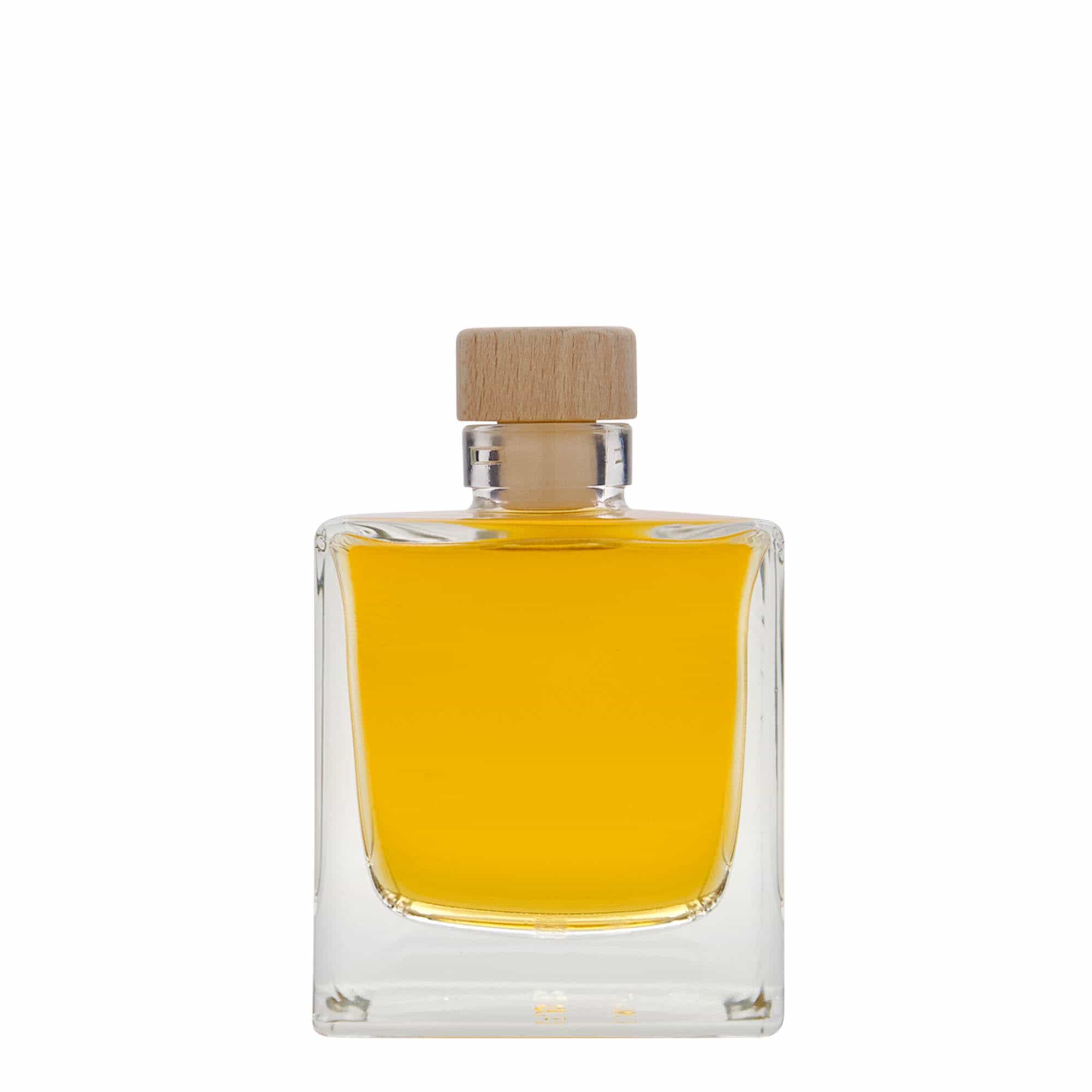 Glazen fles 'Cube', 200 ml, vierkant, monding: kurk