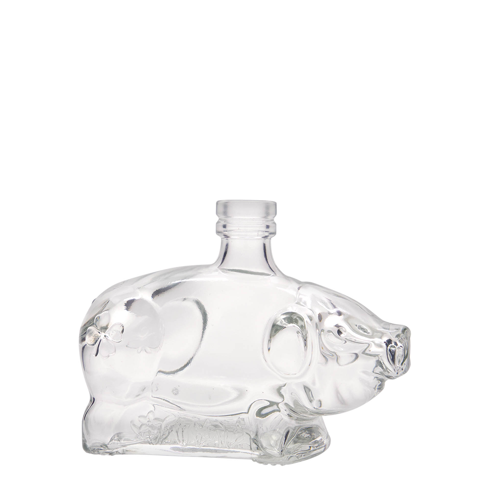 200 ml glazen fles 'Geluksvarkentje', opening: kurk 200 ml glazen fles 'Geluksvarkentje', opening: kurk
