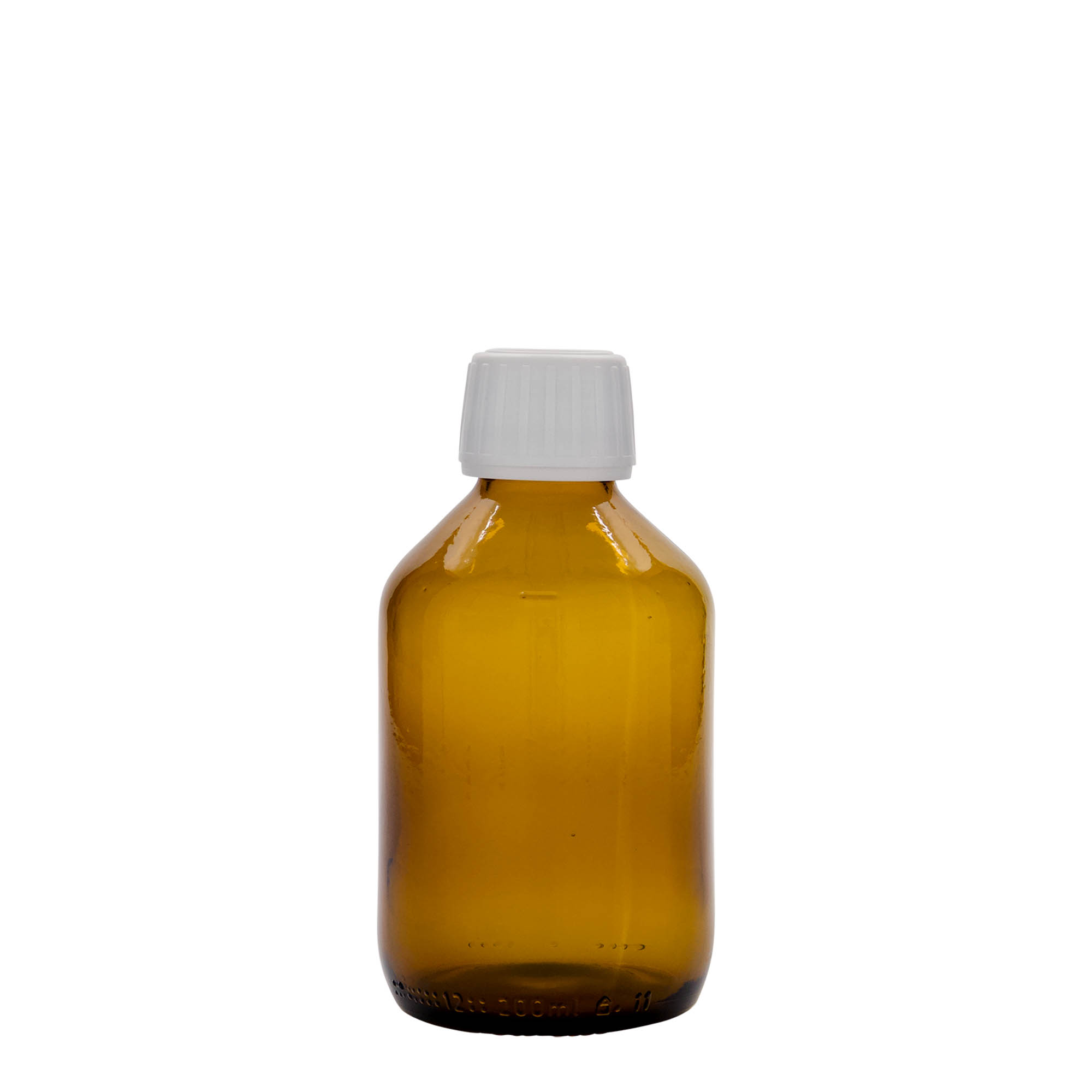 200 ml medicijnfles, bruin, glas, opening: PP 28