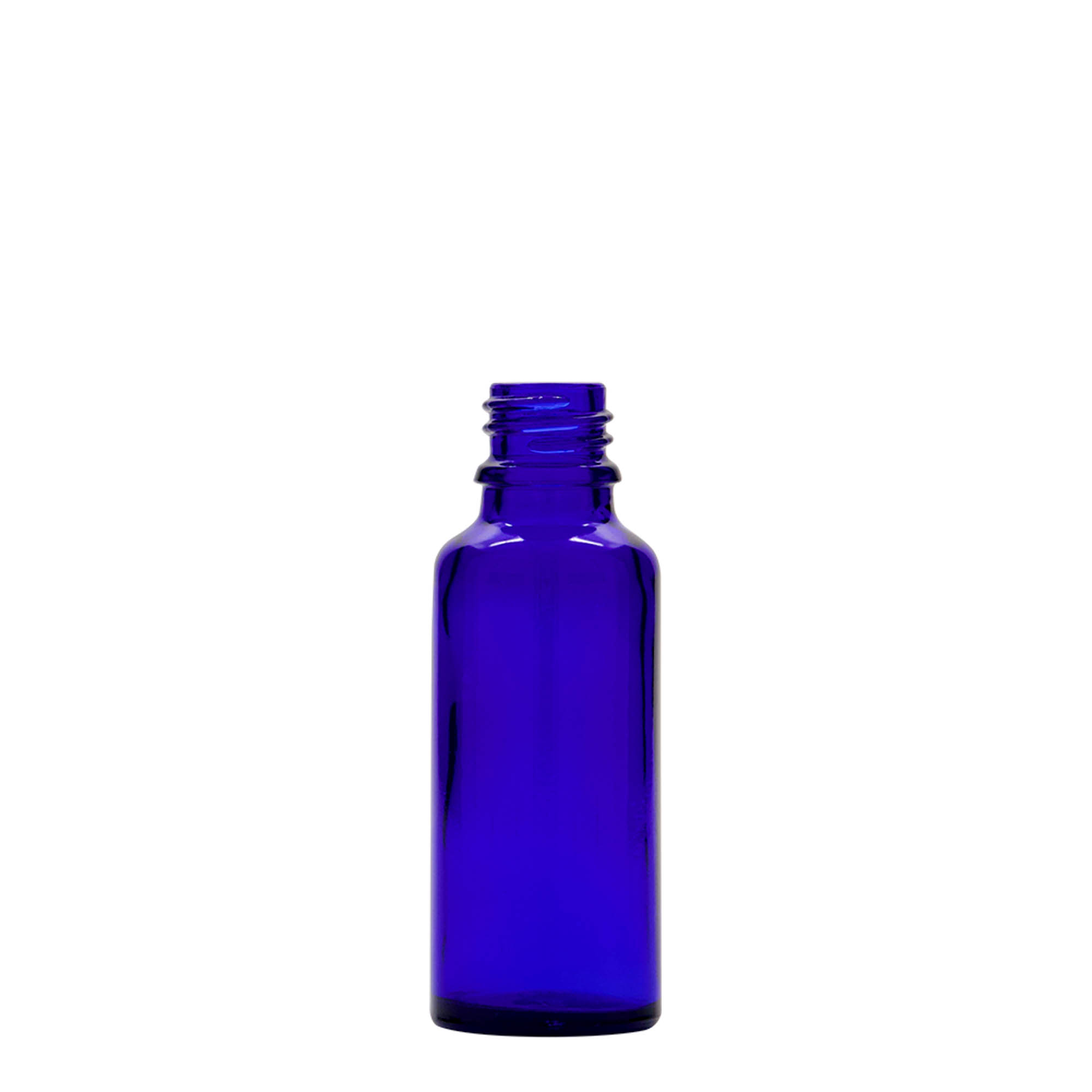 30 ml pipetflesje medicijn, glas, koningsblauw-rood, monding: DIN 18