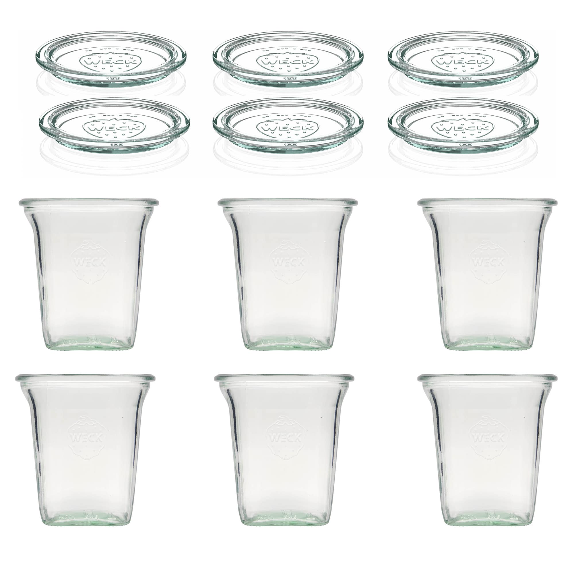 6x 545 ml WECK-Quadroglas met glazen deksel RR 100