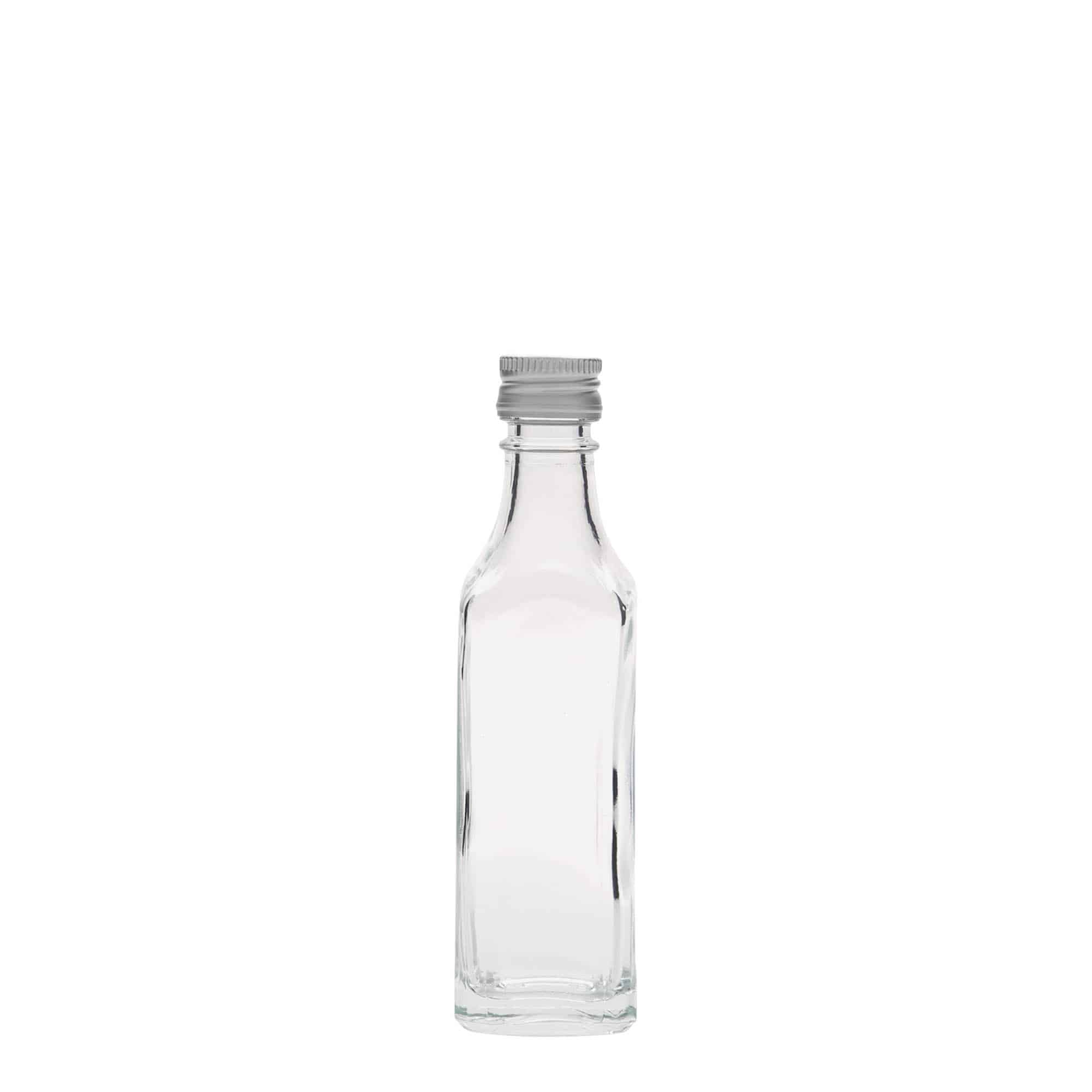 50 ml glazen fles 'Siena', vierkant, monding: PP 18