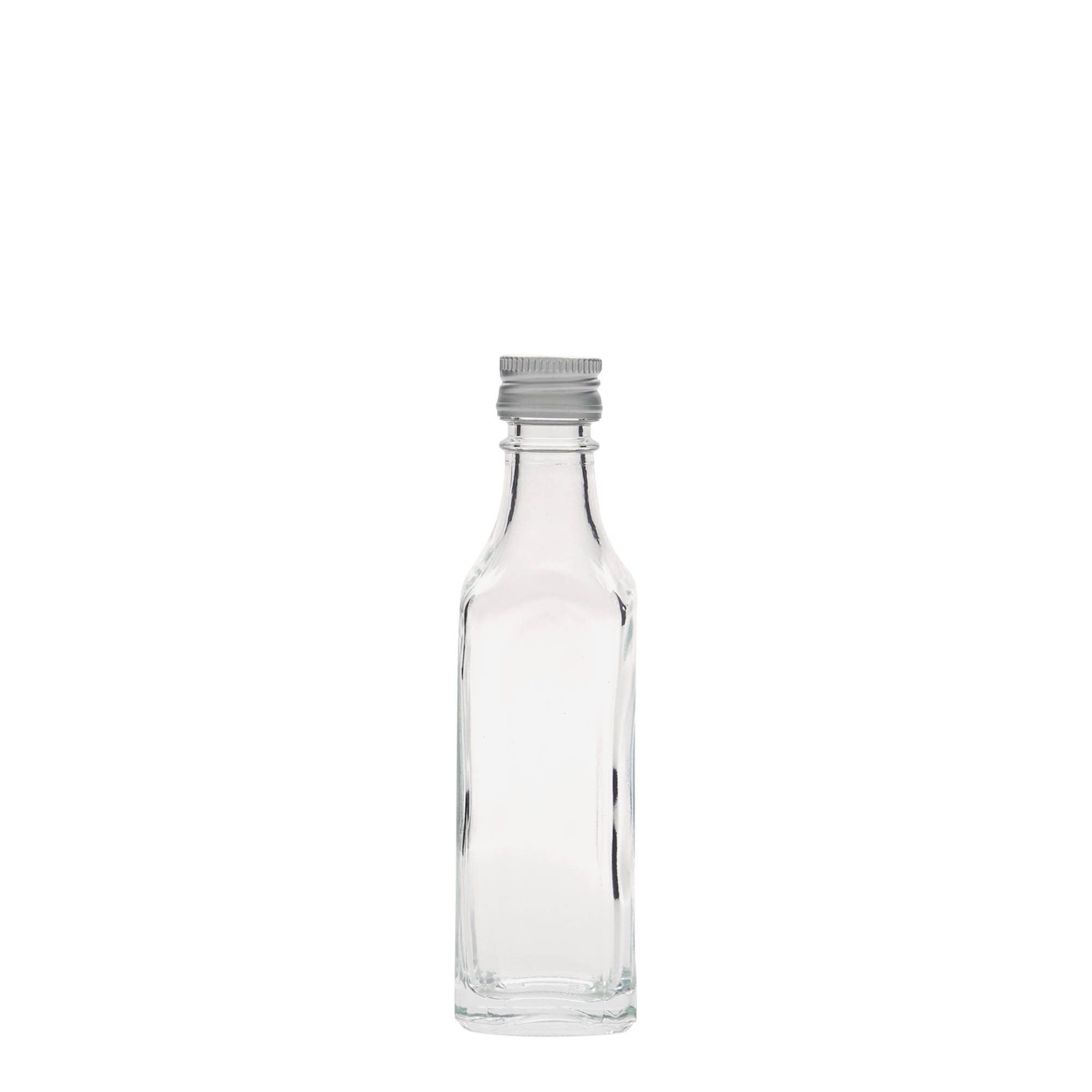 50 ml glazen fles 'Siena', vierkant, monding: PP 18 50 ml glazen fles 'Siena', vierkant, monding: PP 18