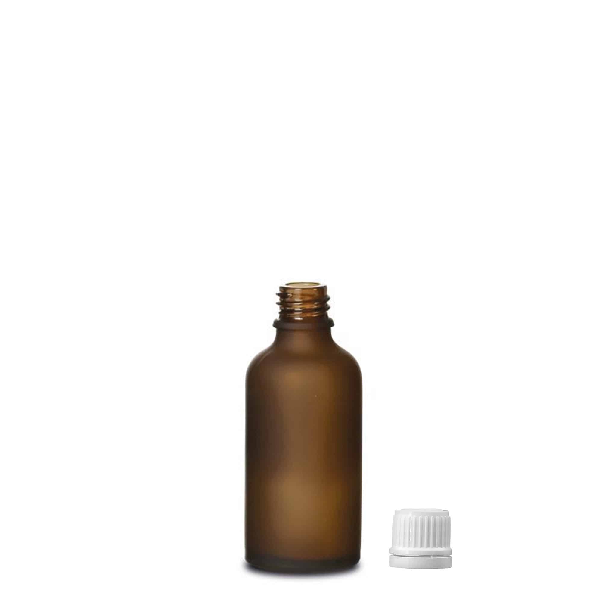 50 ml medicijnfles, glas, bruin mat, hals: DIN 18