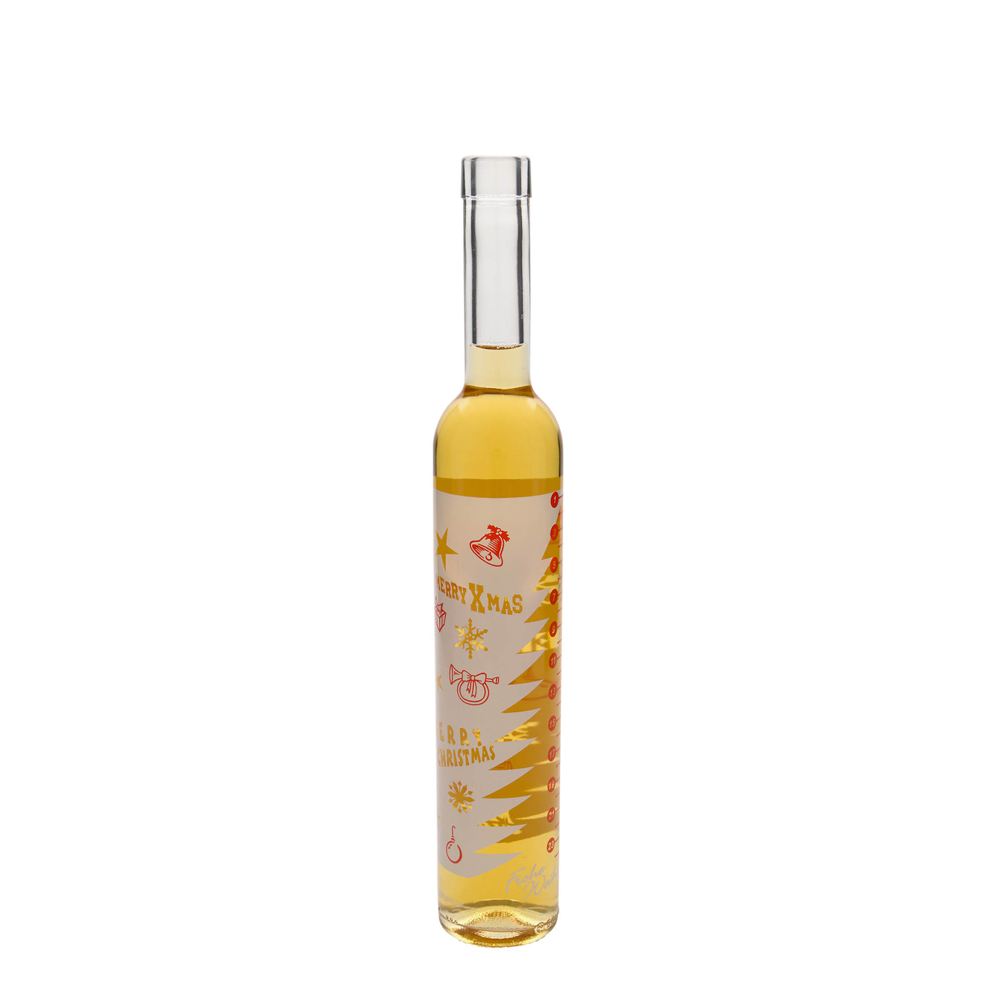 500 ml glazen fles Maximo bedrukt 'Adventskalender', opening: kurk 500 ml glazen fles Maximo bedrukt 'Adventskalender', opening: kurk