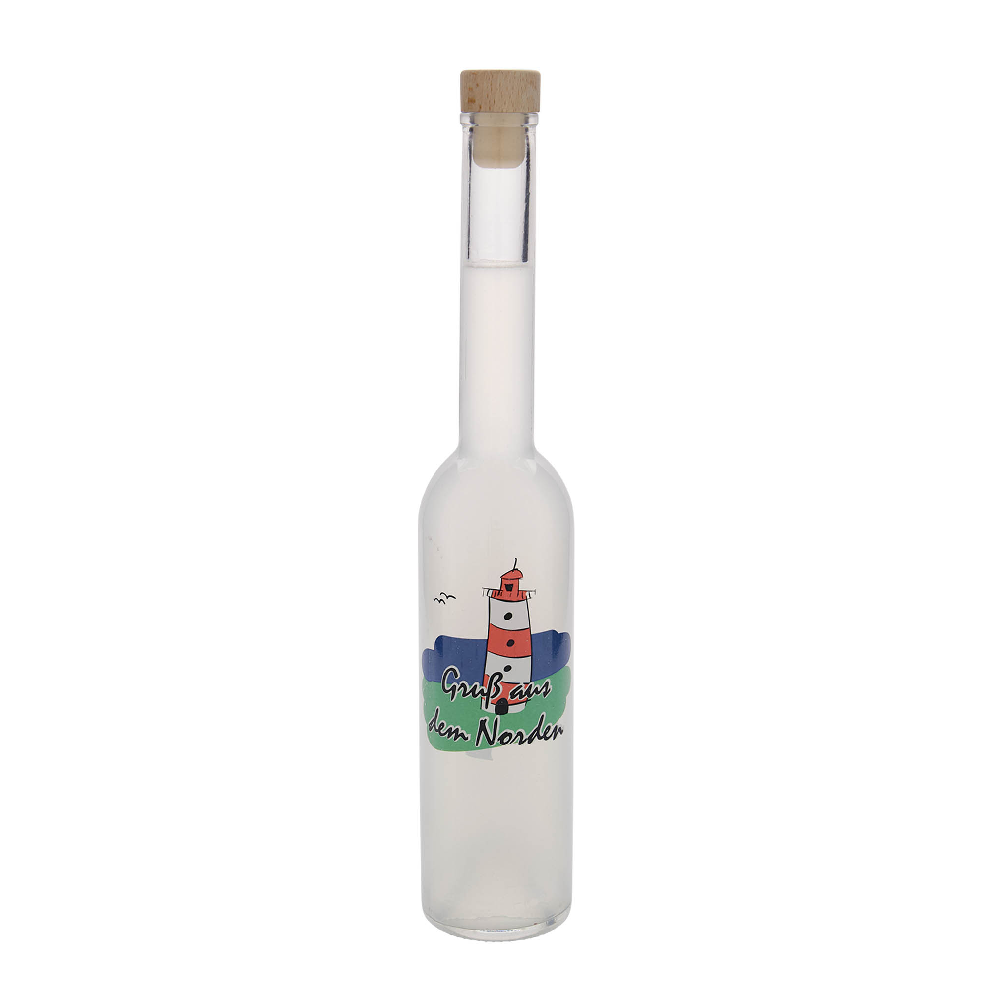 350 ml glazen fles 'Opera', motief: Noorden, opening: kurk 350 ml glazen fles 'Opera', motief: Noorden, opening: kurk