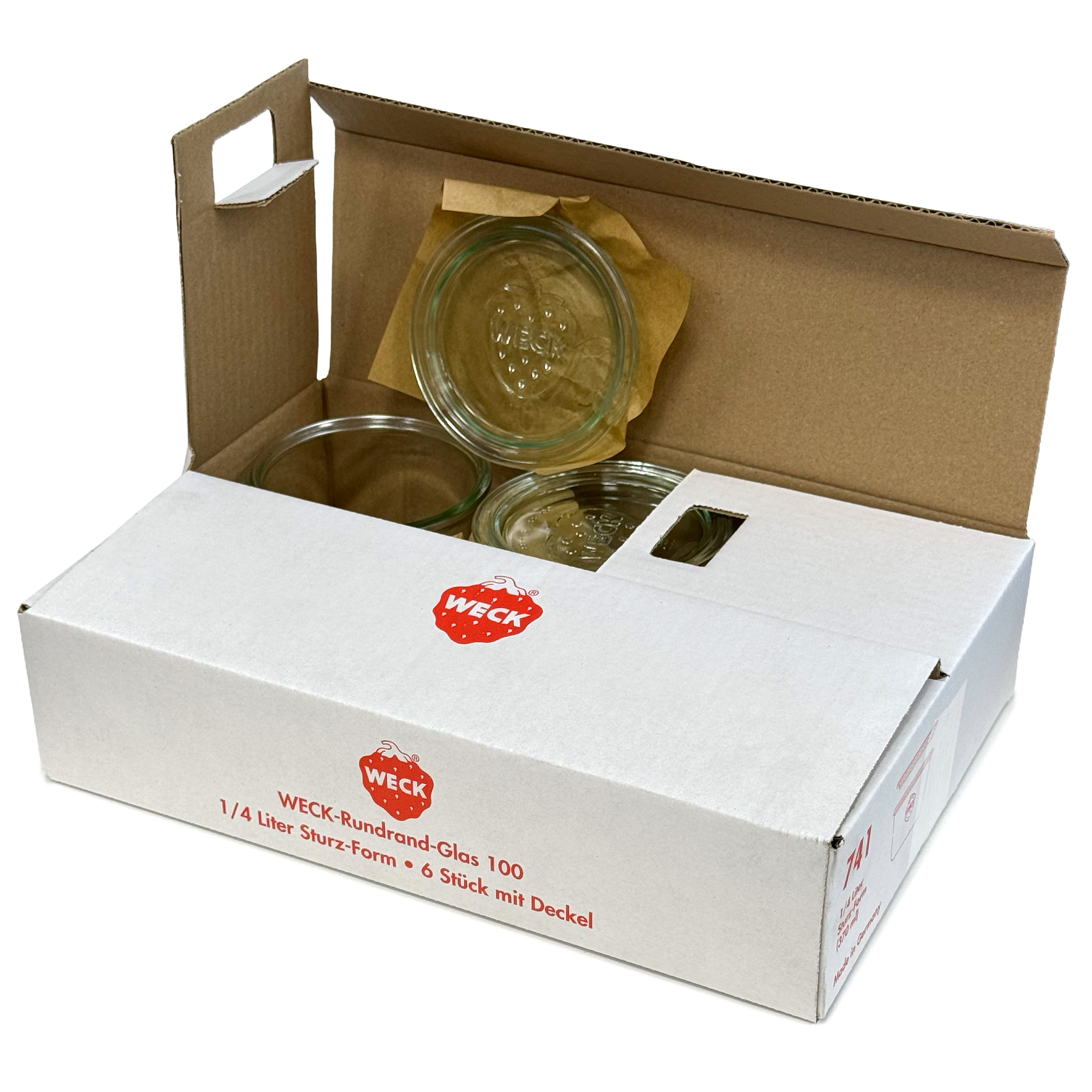 6x 370 ml WECK-stortglas met glazen deksel RR 100