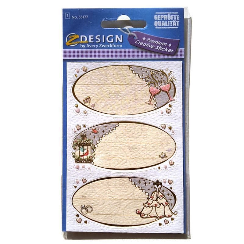 Zweckform etiketten 'Huwelijkswensen', ovaal, papier, meerkleurig Zweckform etiketten 'Huwelijkswensen', ovaal, papier, meerkleurig