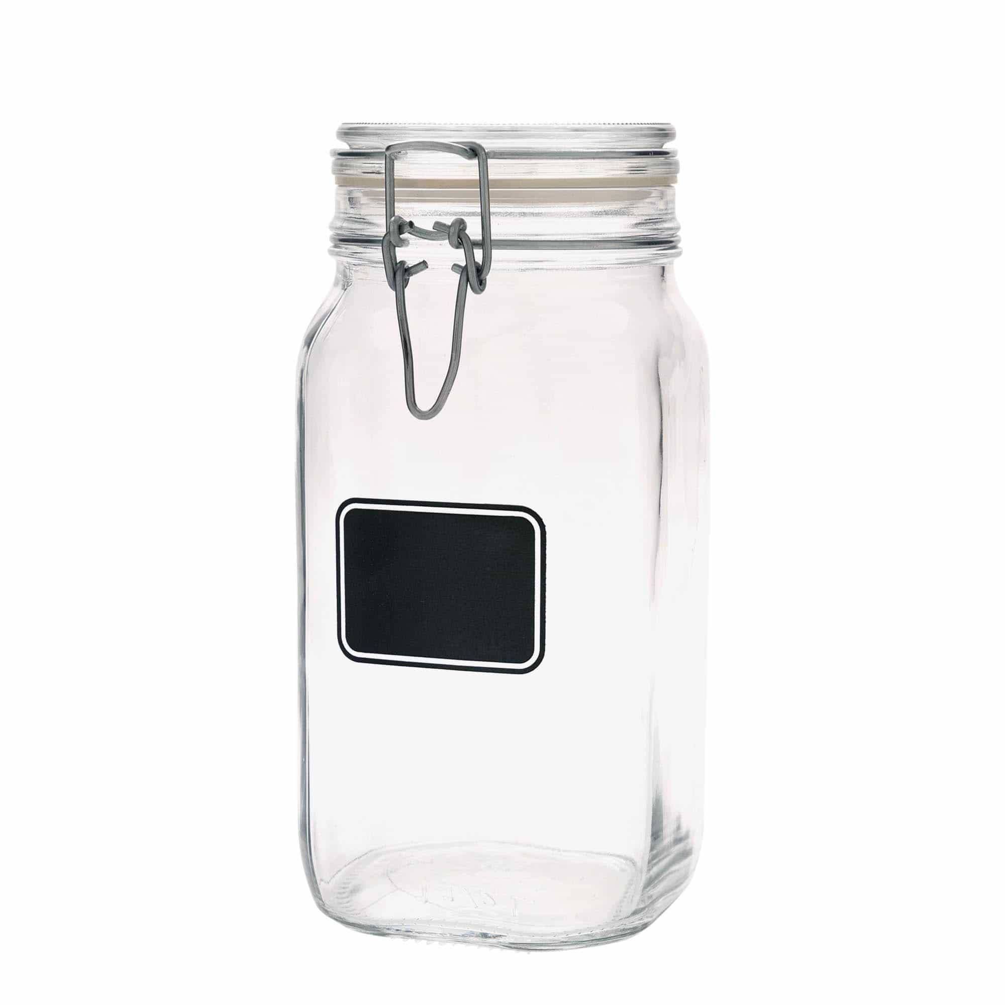 1.500 ml beugelfles 'Fido', motief: etiketveld, vierkant, opening: beugelsluiting
