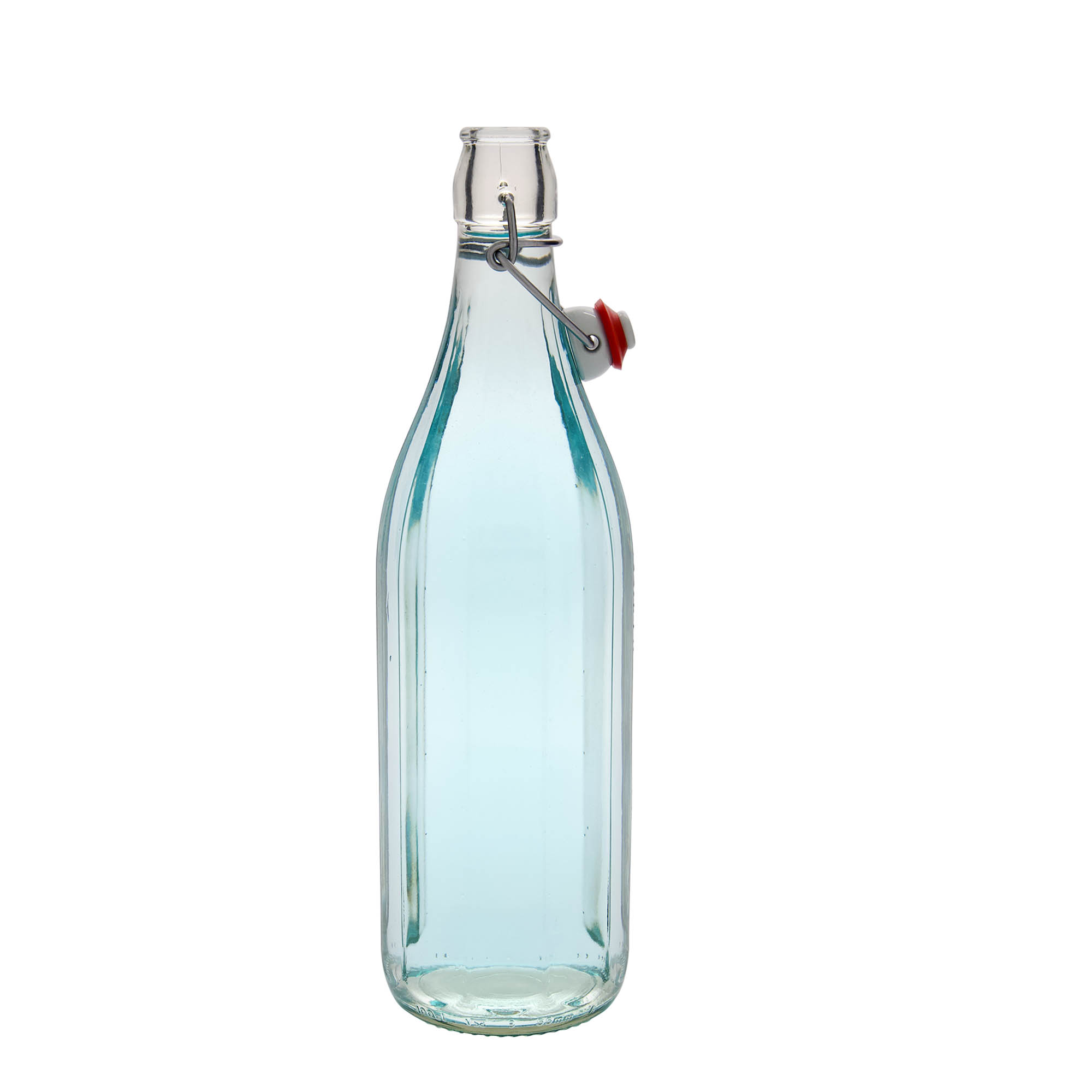 1.000 ml glazen fles 'Bravo' #, tienhoekig, mondstuk: beugelverschluss