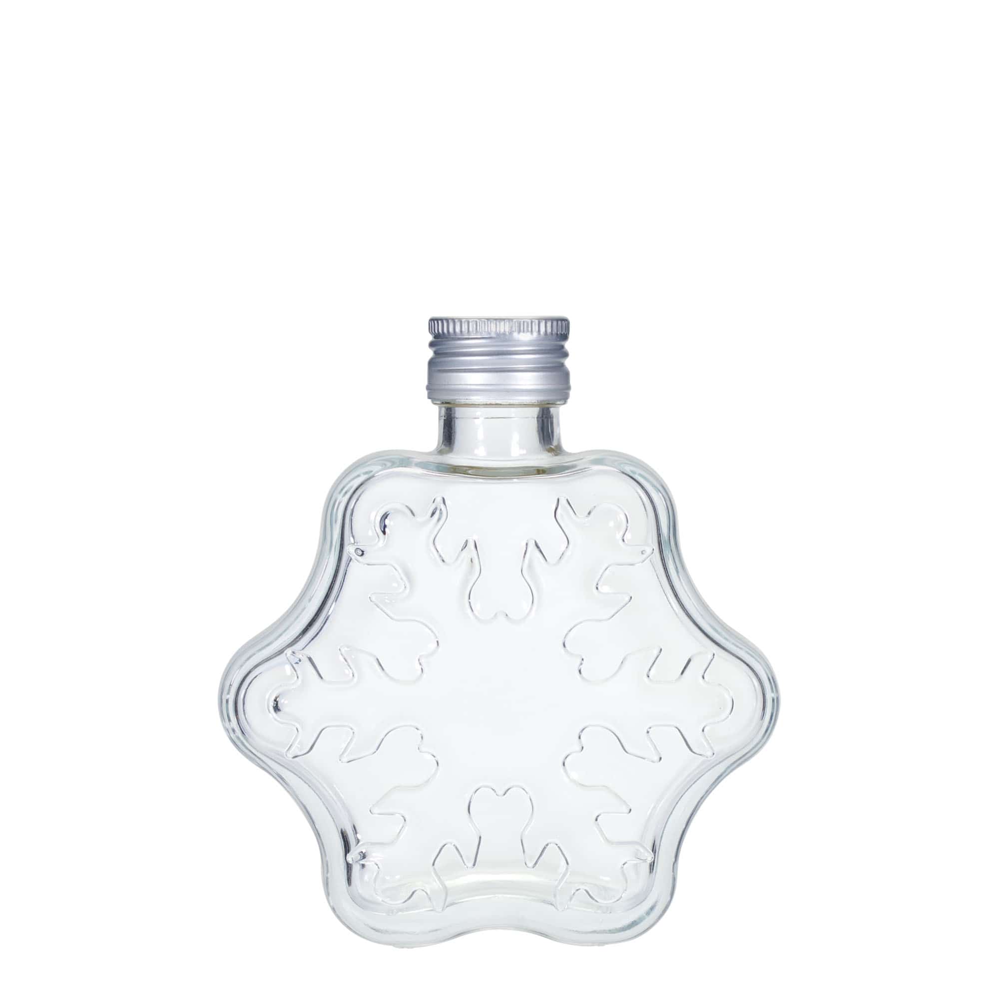 200 ml glazen fles 'Sneeuwvlok', mondstuk: PP 28