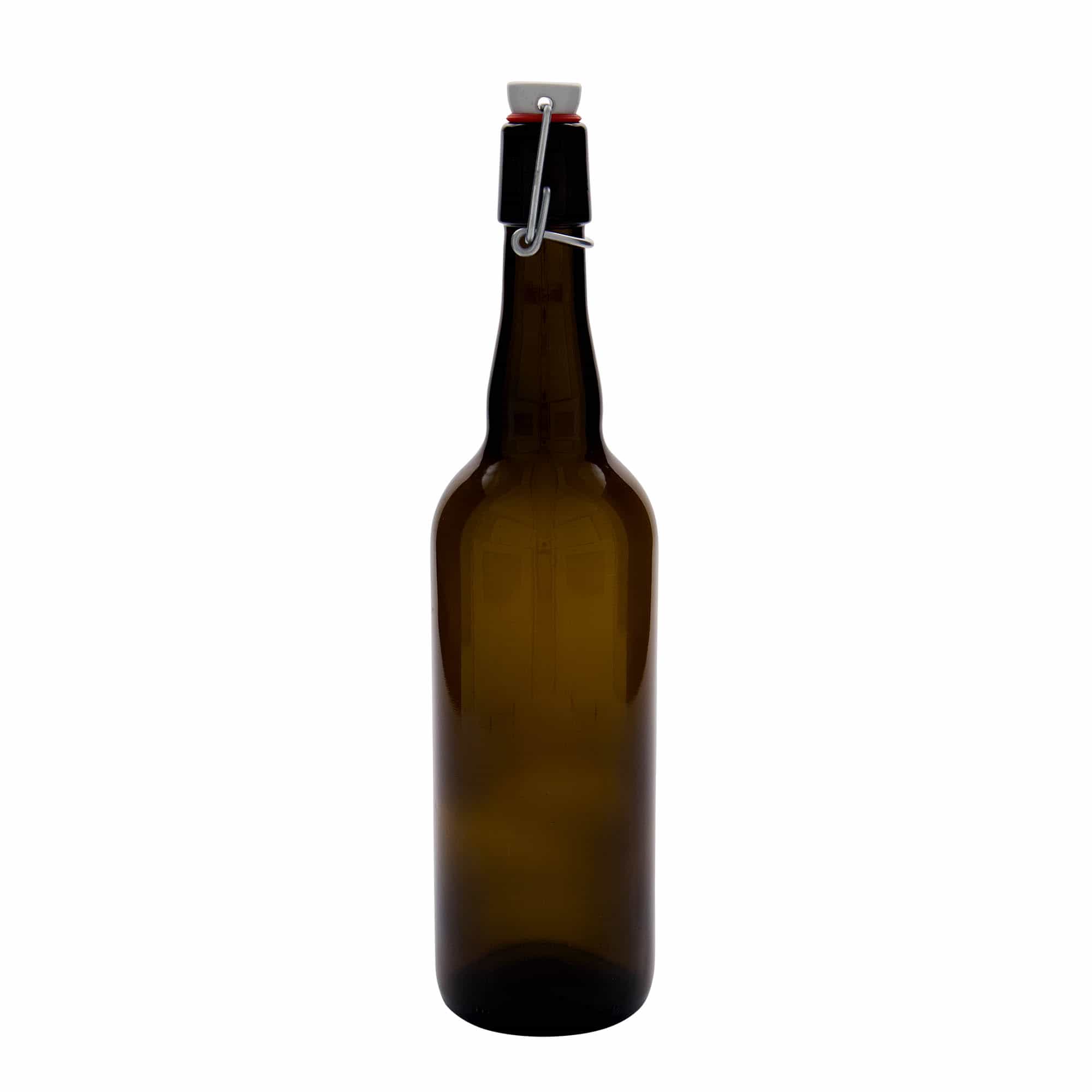 750 ml bierfles België, glas, bruin, hals: beugelsluiting
