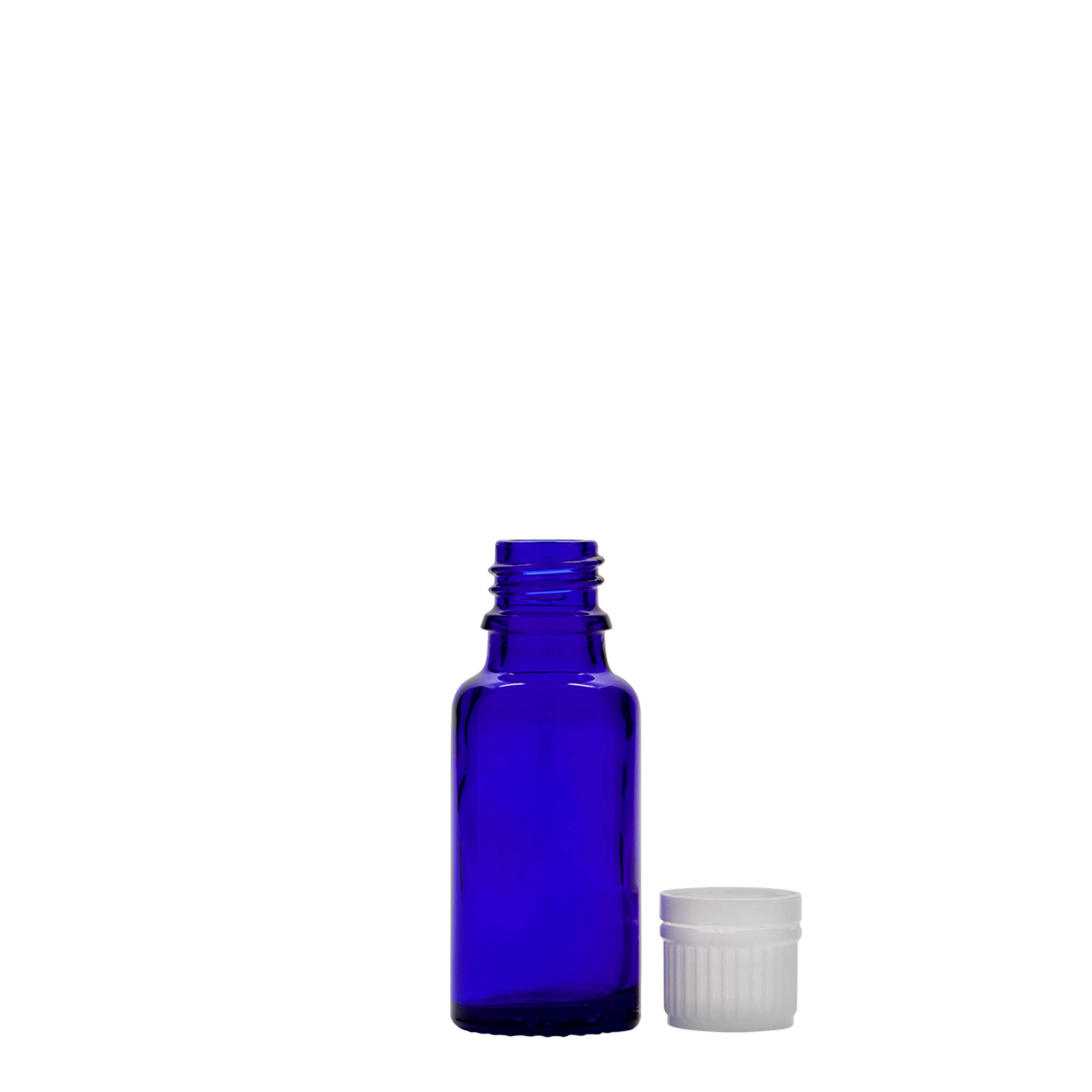 20 ml medicijnflesje, glas, koningsblauw, opening: DIN 18 20 ml medicijnflesje, glas, koningsblauw, opening: DIN 18