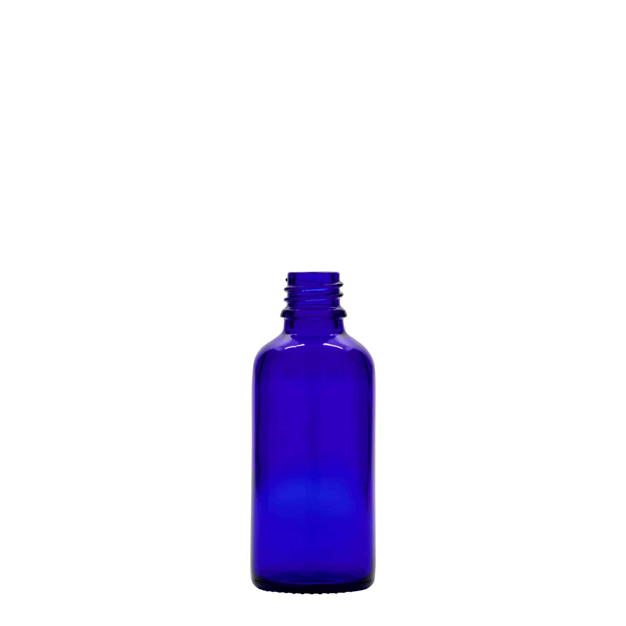Medicijnfles, 50 ml, glas, koningsblauw, monding: DIN 18 Medicijnfles, 50 ml, glas, koningsblauw, monding: DIN 18
