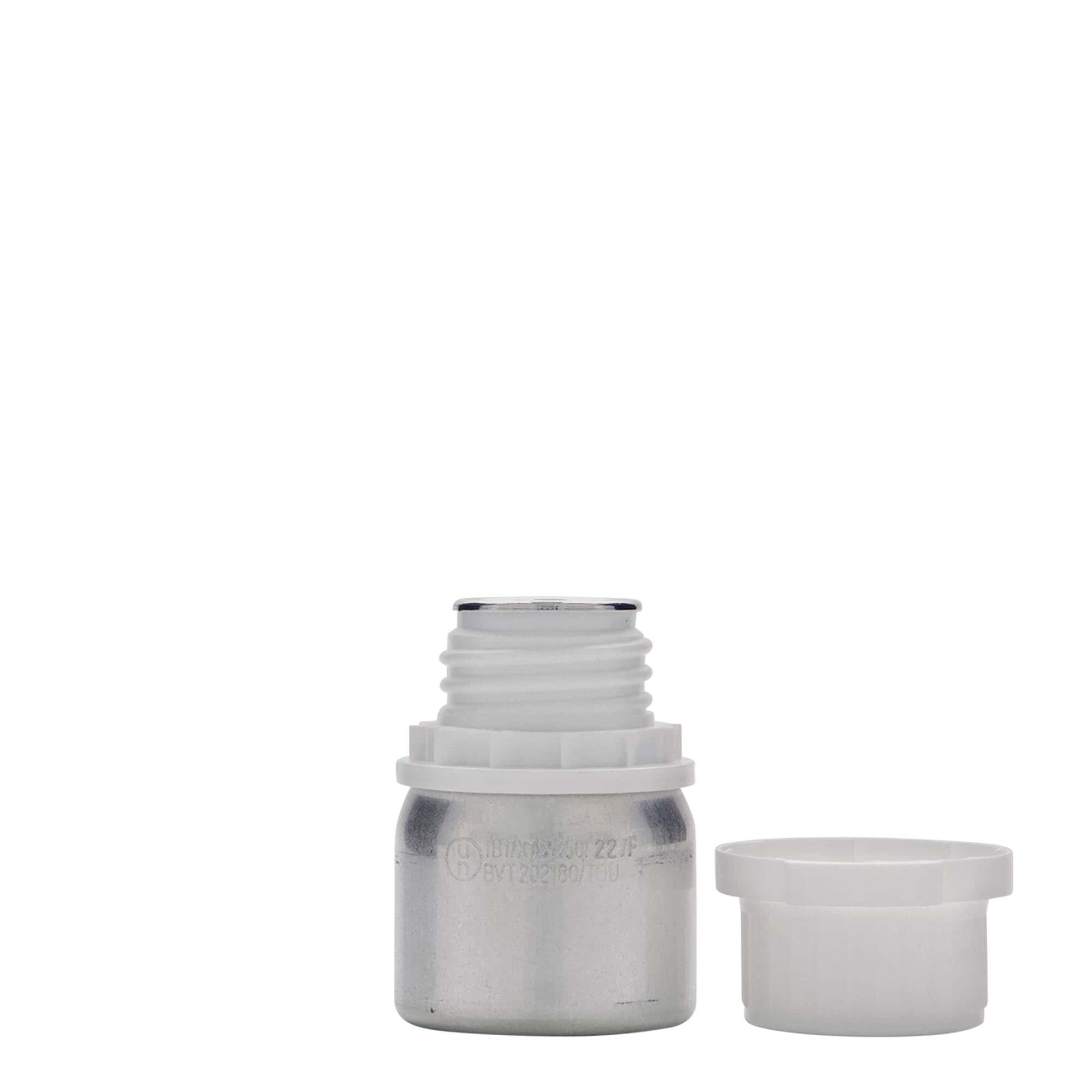 50 ml aluminiumfles, metaal, zilver, opening: DIN 32