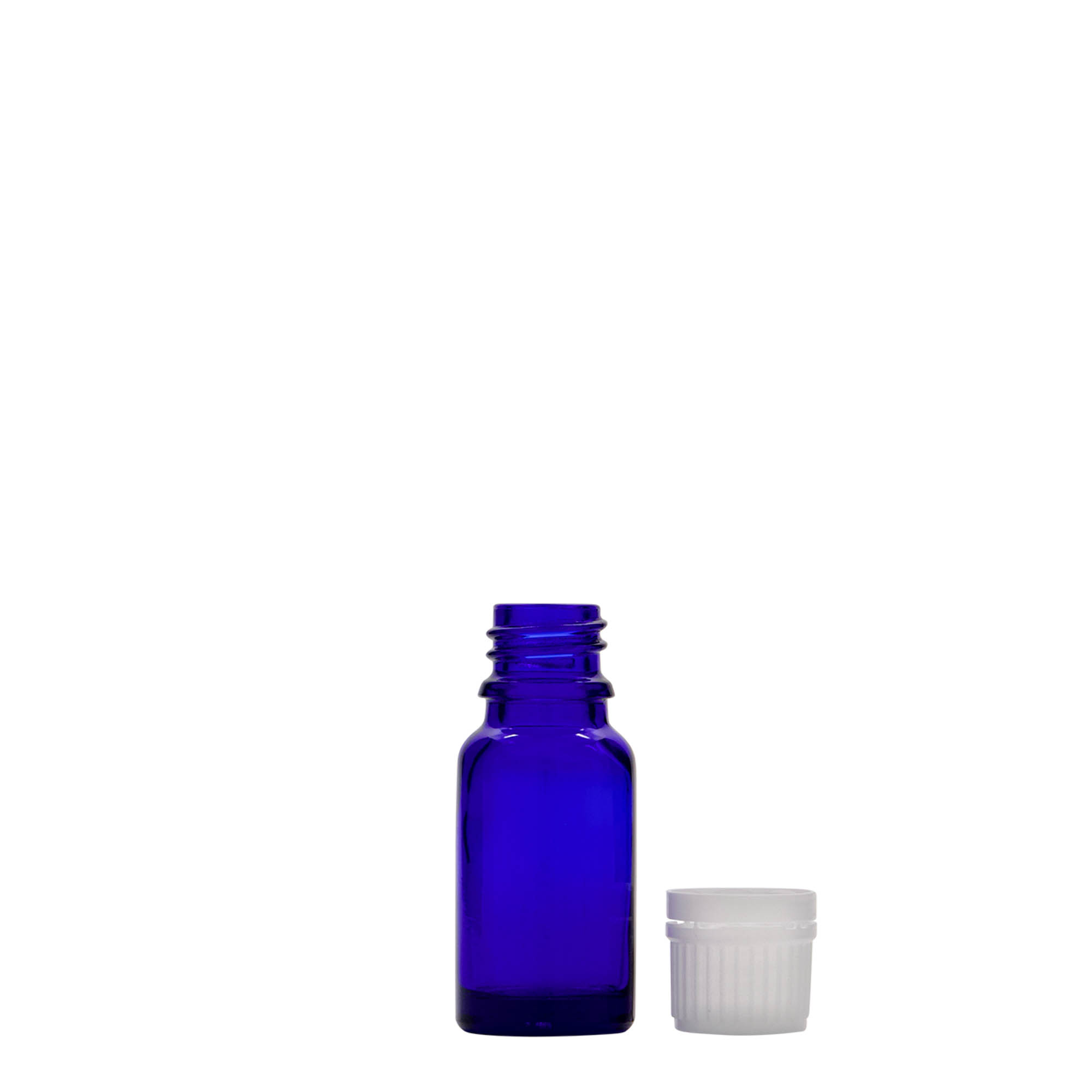 10 ml medicijnflesje, glas, koningsblauw, opening: DIN 18 10 ml medicijnflesje, glas, koningsblauw, opening: DIN 18