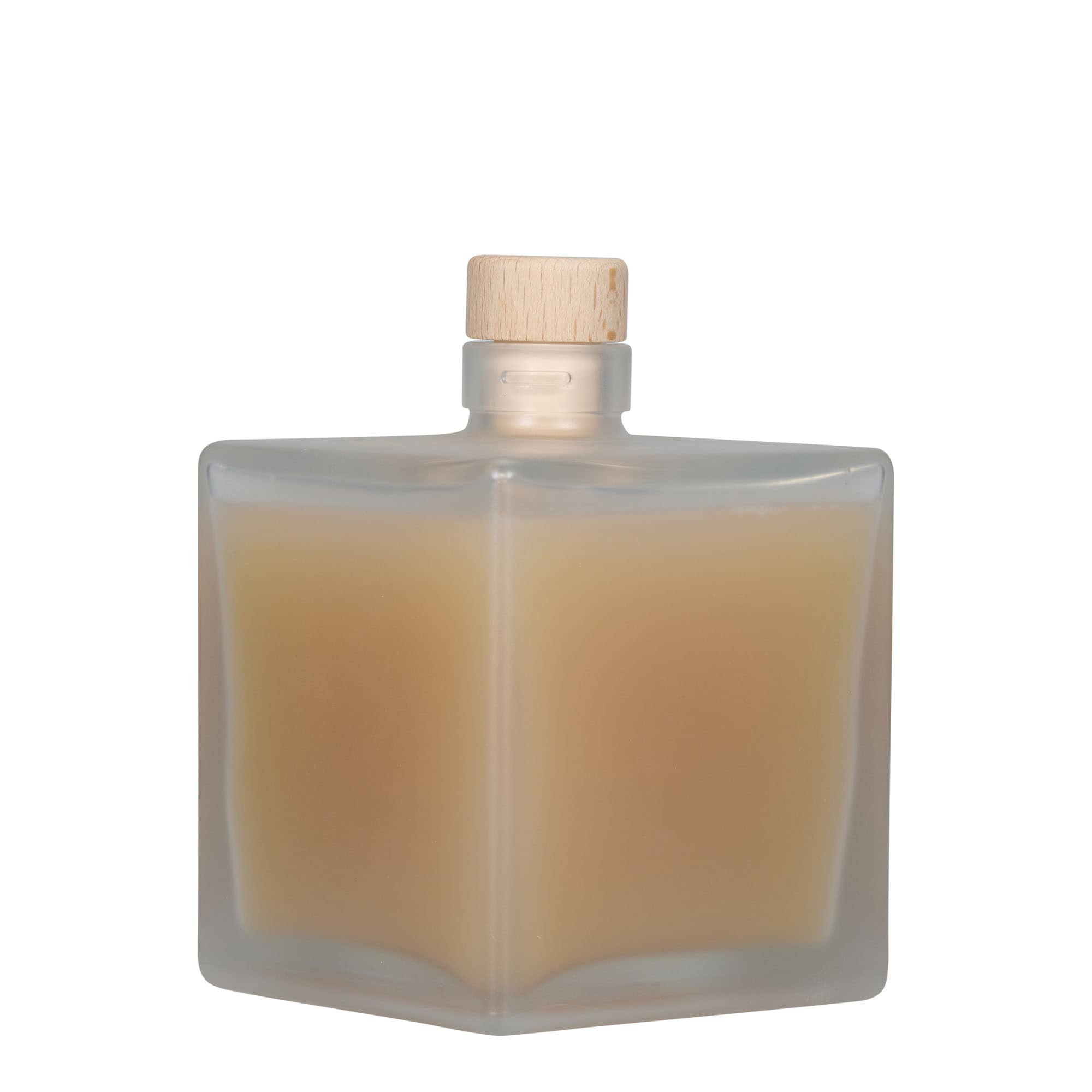 Glazen fles 'Cube', 500 ml, vierkant, gematteerd, monding: kurk