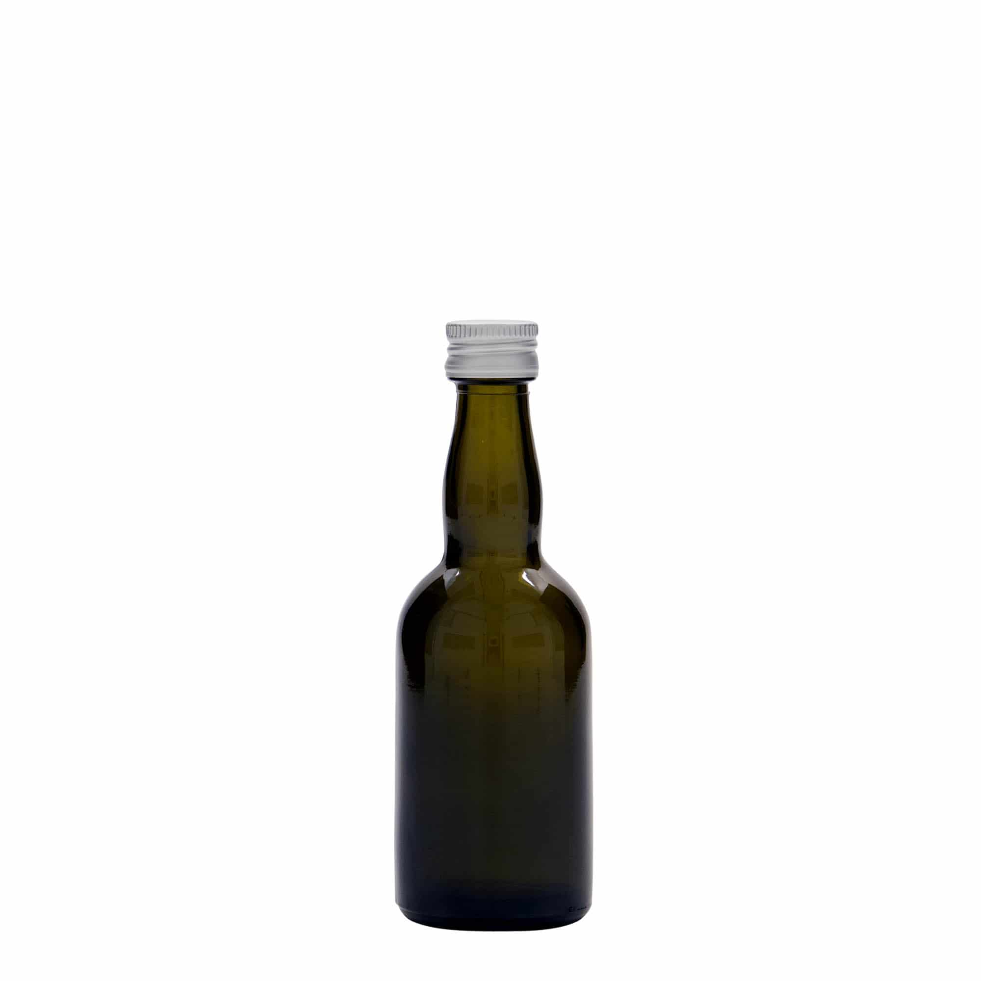 50 ml glazen fles 'Proba', antiekgroen, mondstuk: PP 18