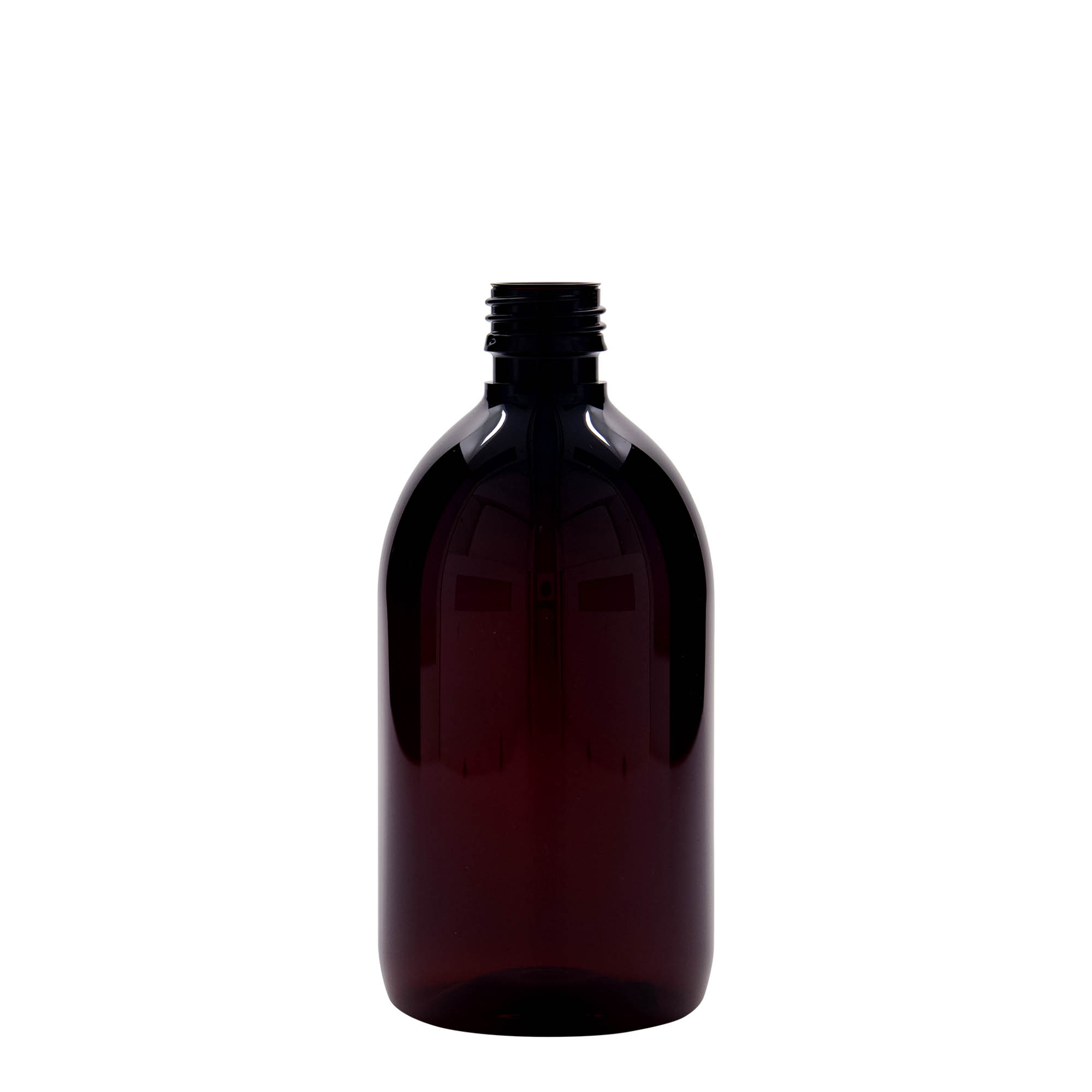 500 ml PET-medicijnfles, bruin, kunststof, opening: PP 28