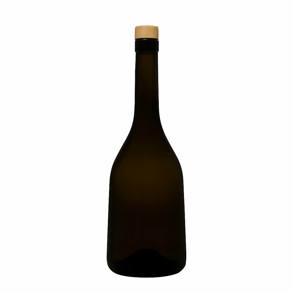 750 ml glazen fles 'Rustica', antiekgroen, hals: kurk