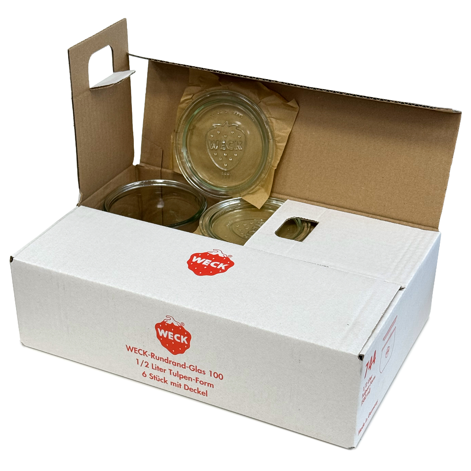 6x 580 ml WECK-tulpenpot met glazen deksel RR 100