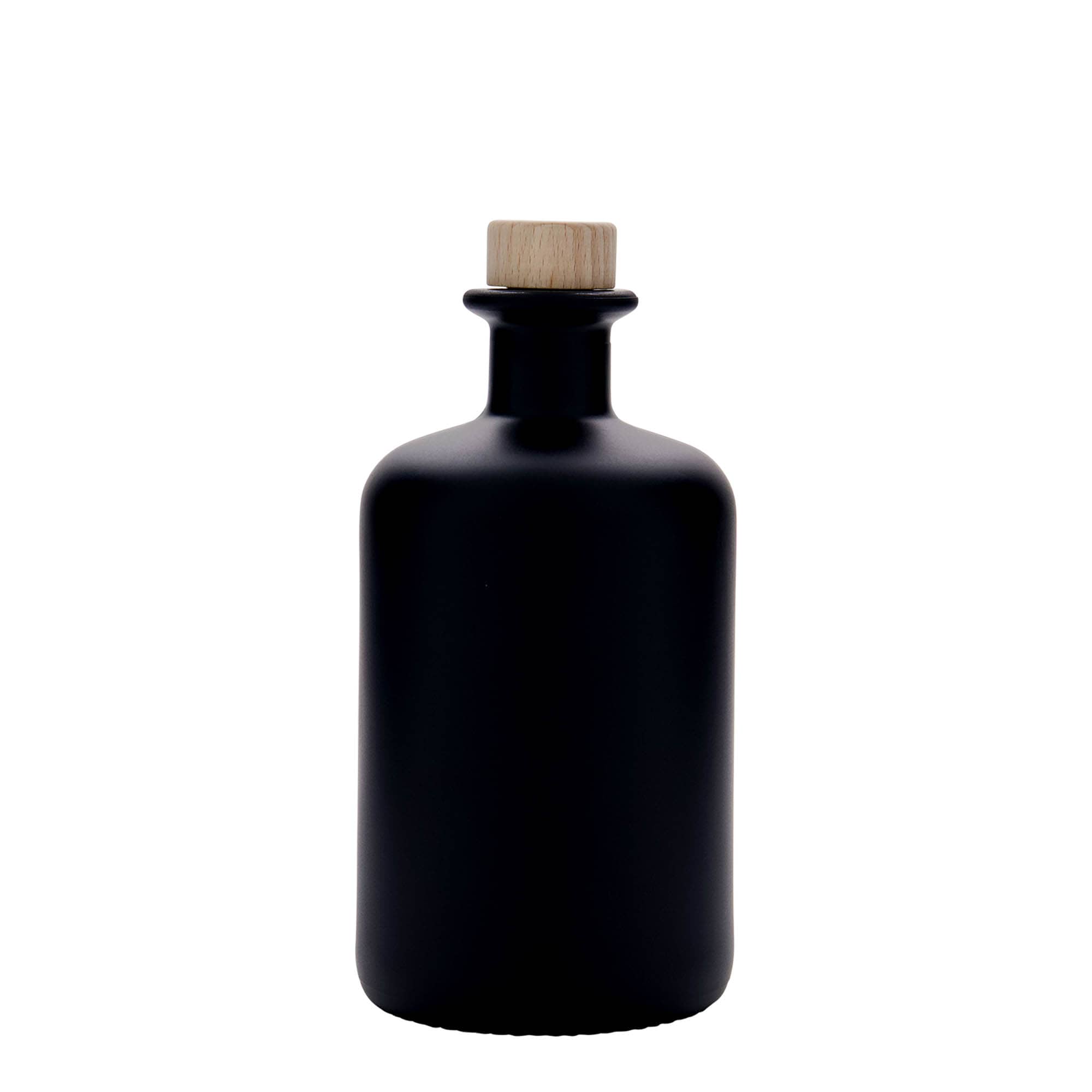 500 ml glazen apothekersfles, zwart, opening: kurk