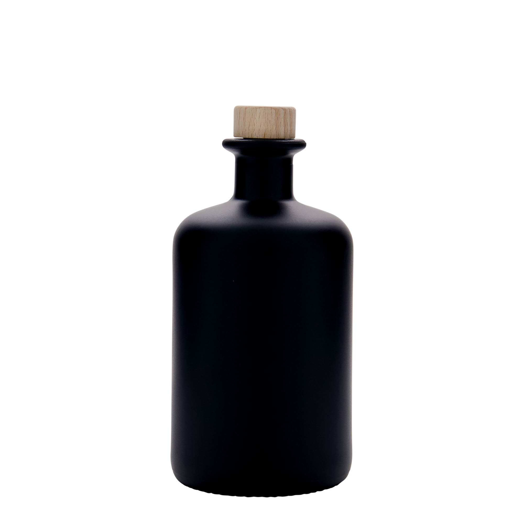 500 ml glazen apothekersfles, zwart, opening: kurk