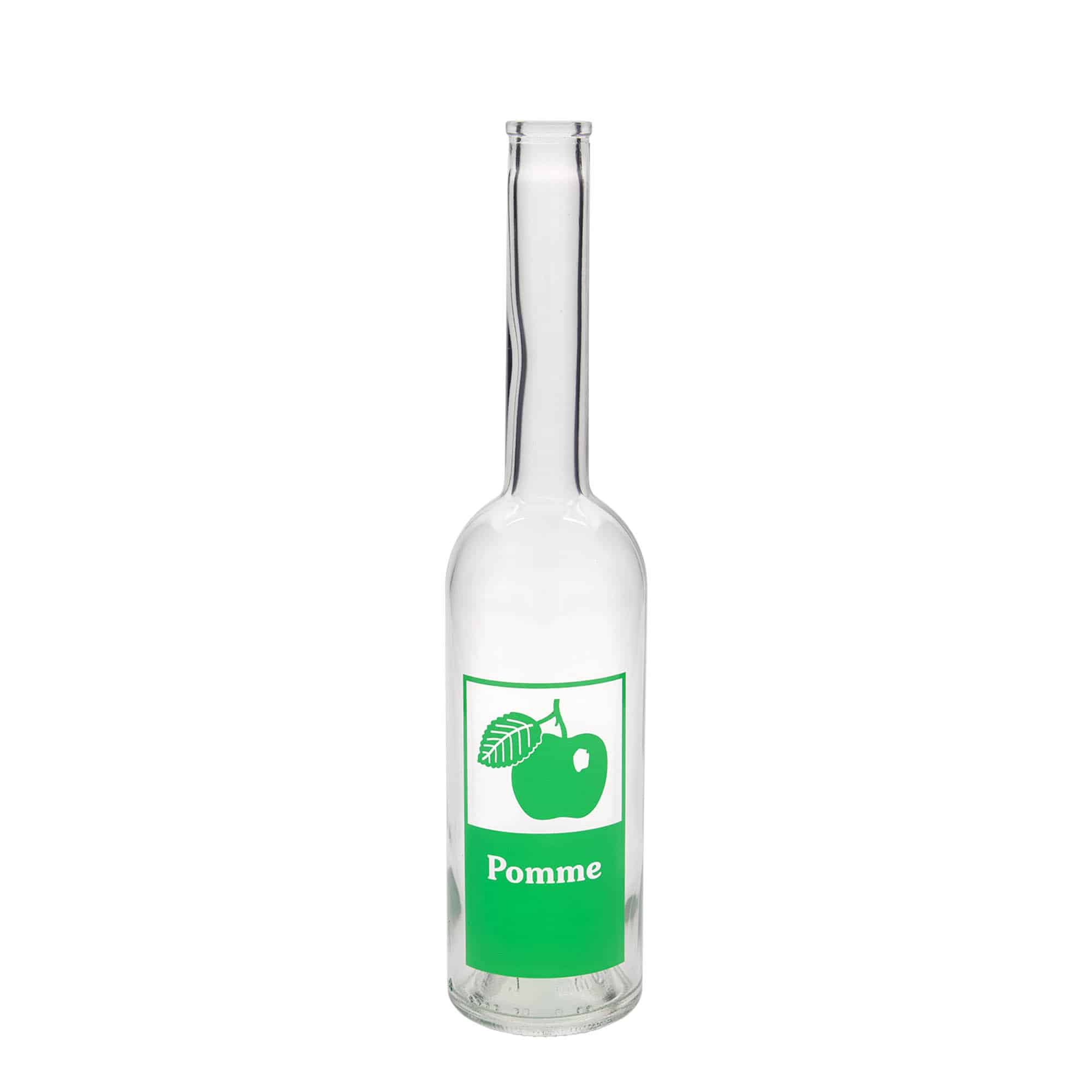 500 ml glazen fles 'Opera', motief: appel, hals: kurk