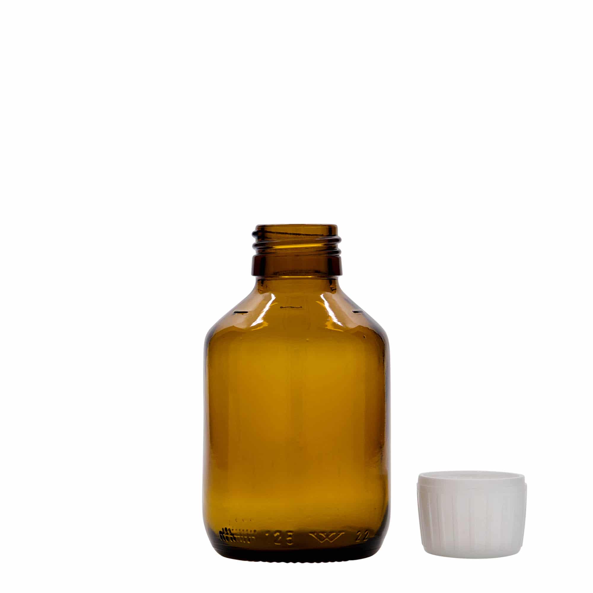 Medicijnfles, 125 ml, bruin, glas, monding: PP 28
