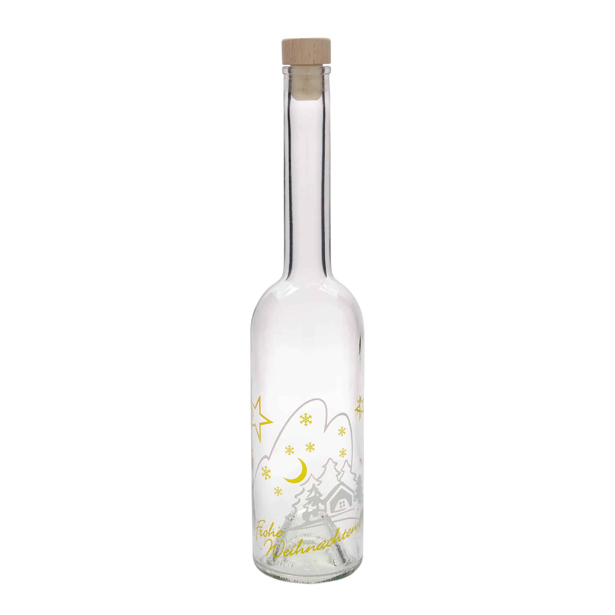Glazen fles 'Opera', 500 ml, motief: Kerstidylle, monding: kurk