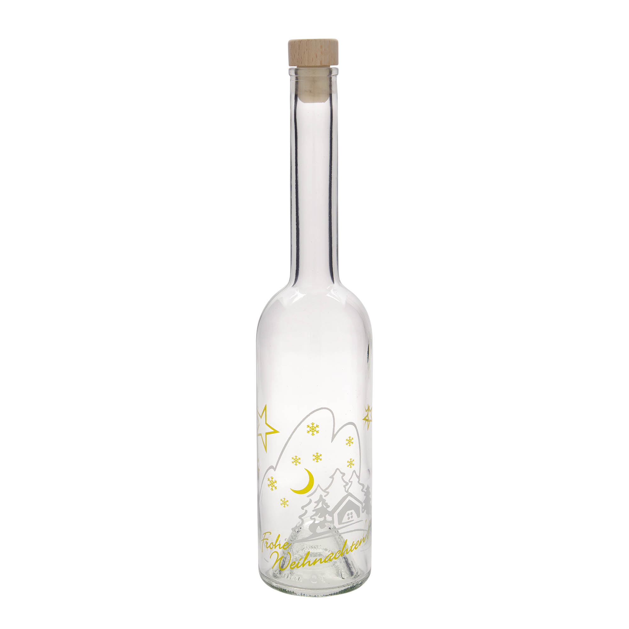 500 ml glazen fles 'Opera', motief: kerstidylle, opening: kurk