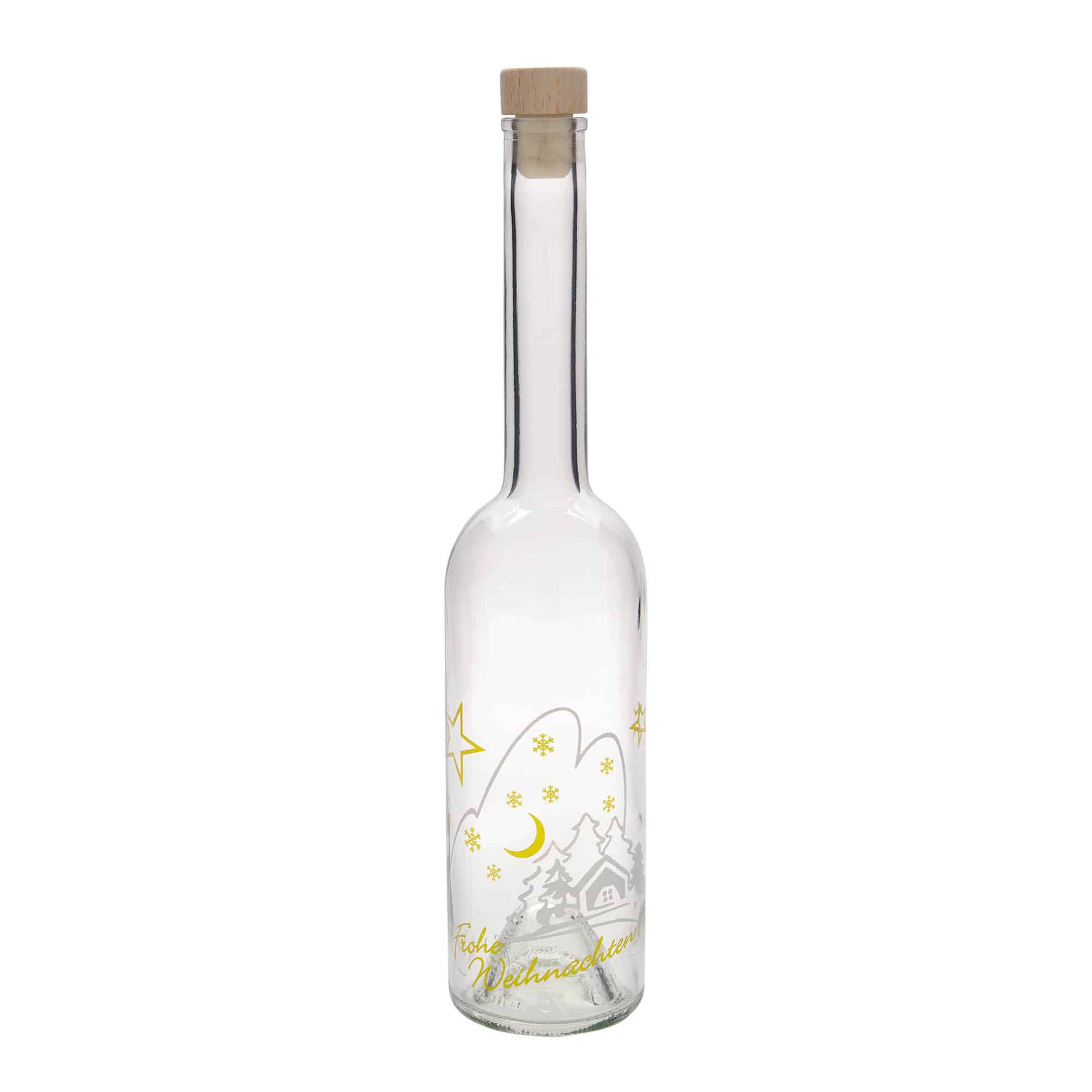 500 ml glazen fles 'Opera', motief: kerstidylle, opening: kurk