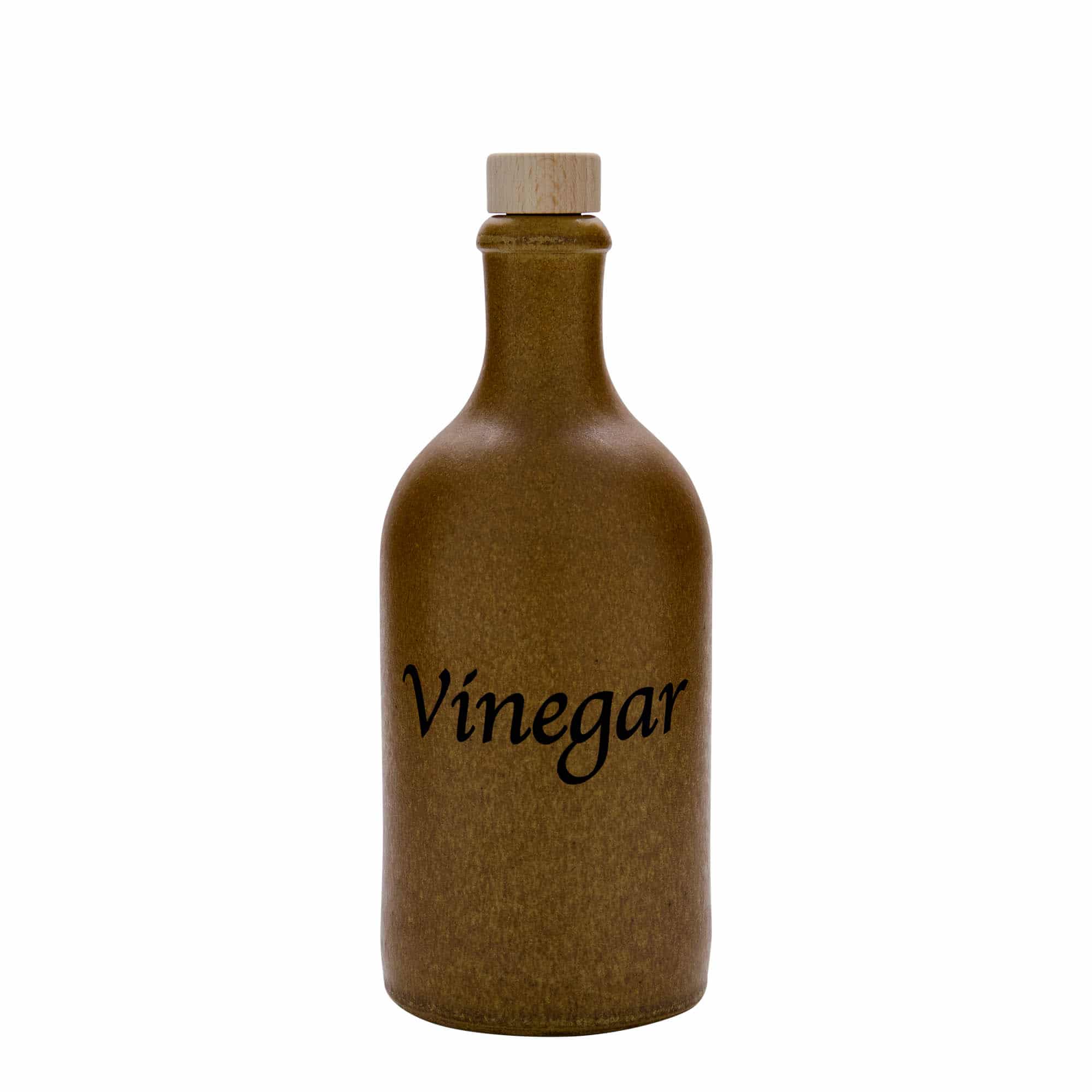 Keramische kruik, 500 ml, motief: Vinegar, steengoed, bruin-kristal, monding: kurk