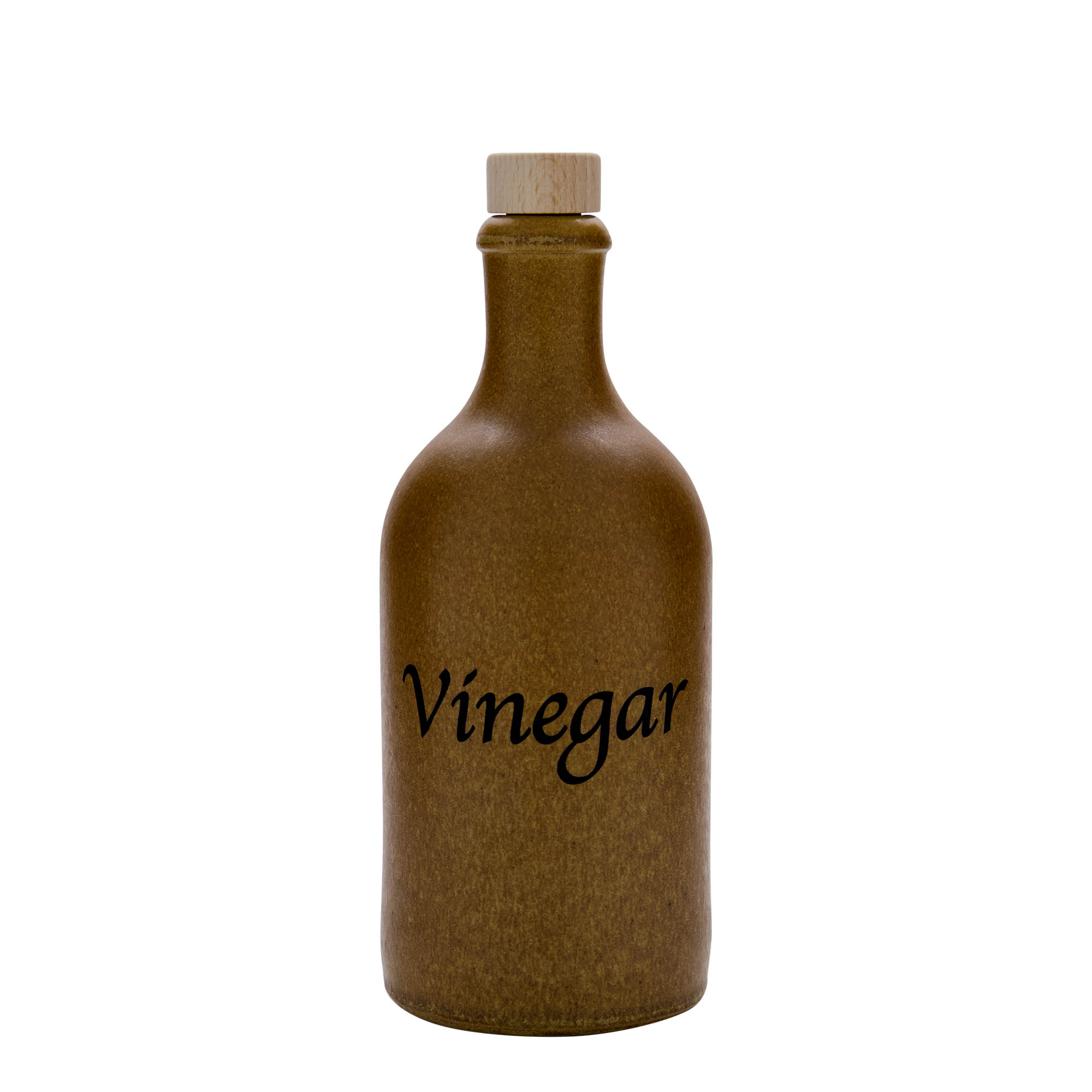 500 ml Tonkruik, motief: azijn, steengoed, bruin-kristal, monding: kurk 500 ml Tonkruik, motief: azijn, steengoed, bruin-kristal, monding: kurk