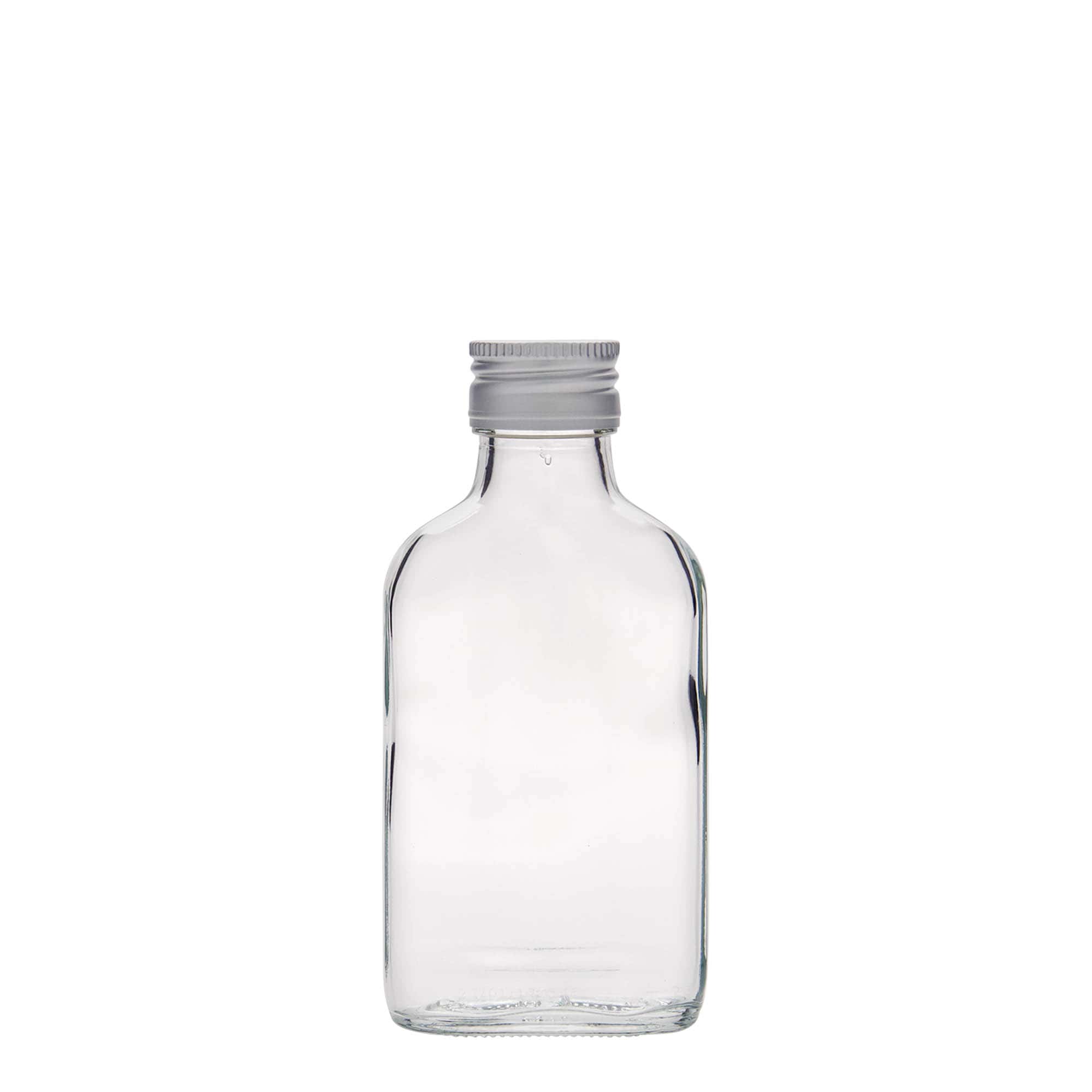 100 ml zakfles, rechthoekig, glas, opening: PP 28