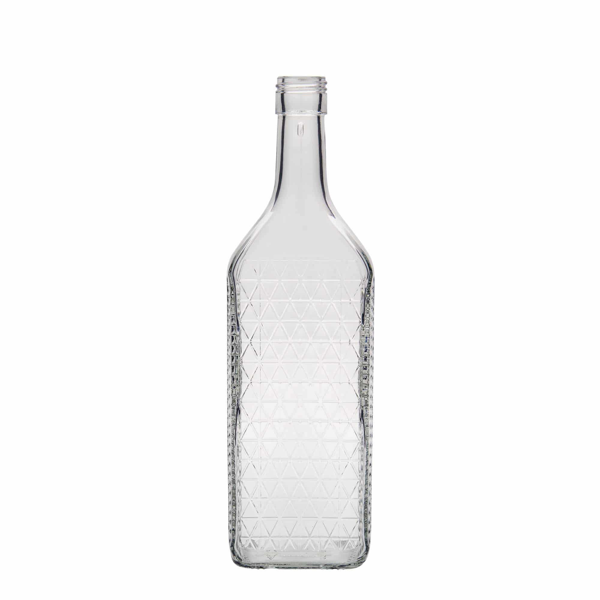 Glazen fles 'Caruso', 700 ml, rechthoekig, monding: PP 31,5 Glazen fles 'Caruso', 700 ml, rechthoekig, monding: PP 31,5