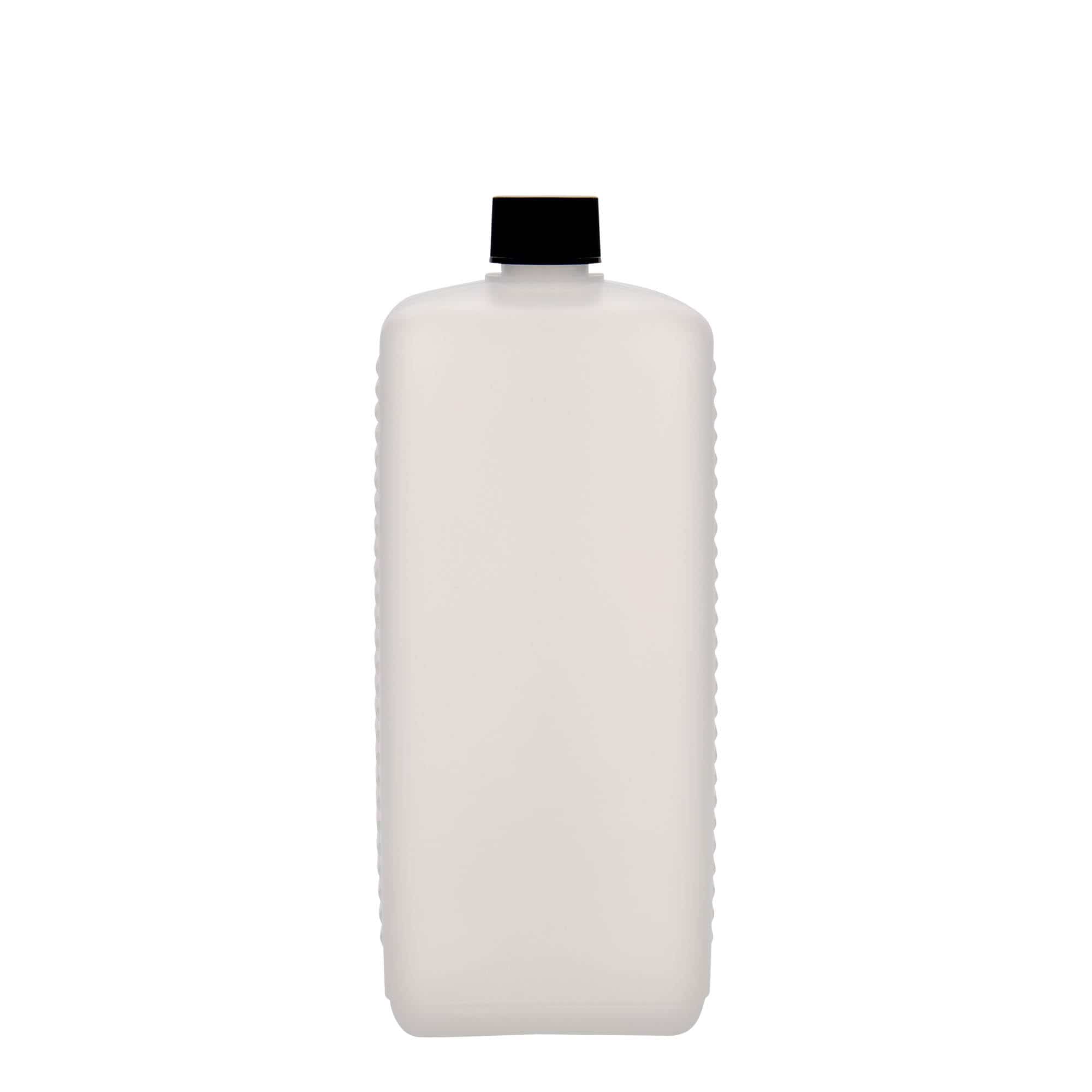 Canisterfles, 1000 ml, rechthoekig, HDPE-kunststof, naturel, monding: DIN 25 EPE Canisterfles, 1000 ml, rechthoekig, HDPE-kunststof, naturel, monding: DIN 25 EPE