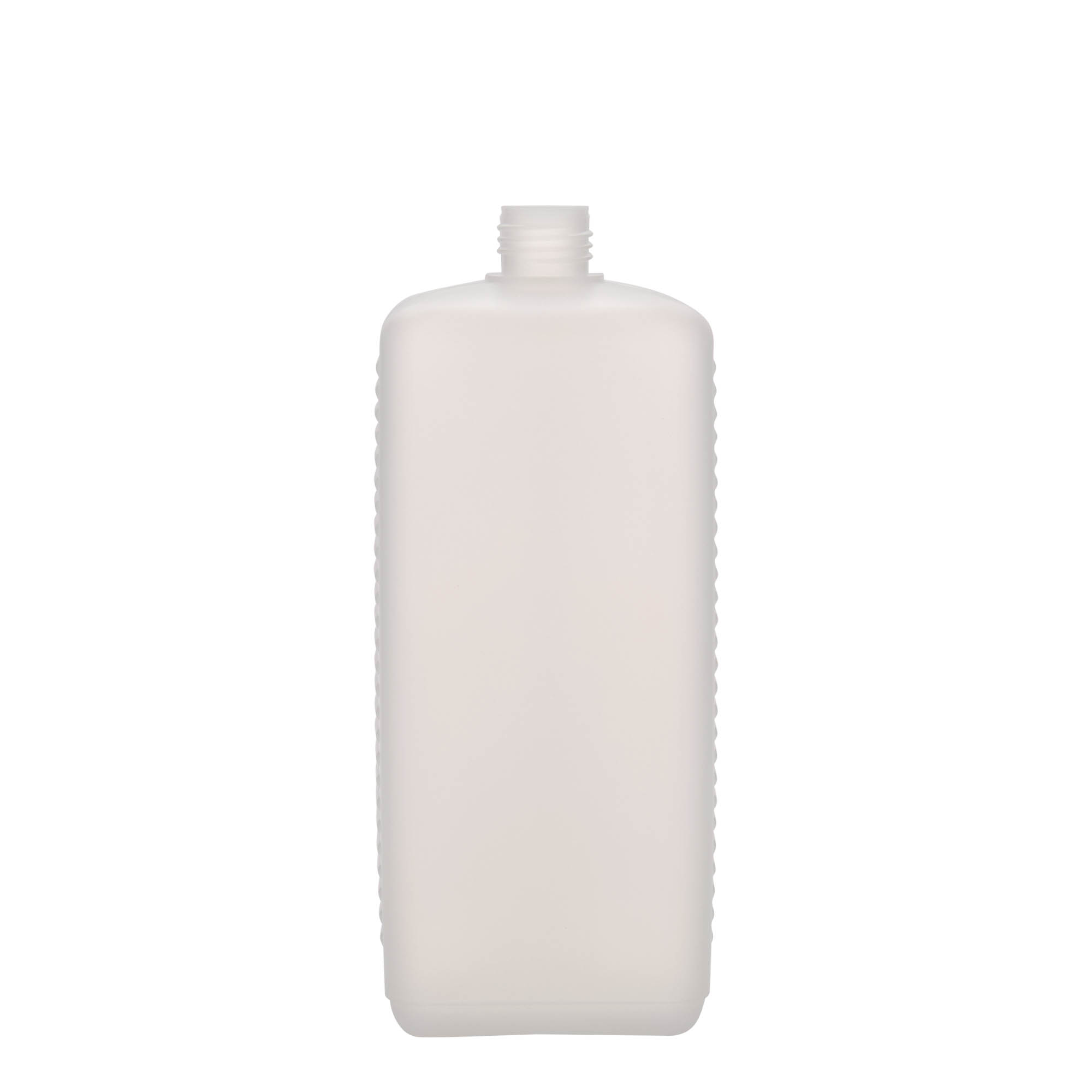1.000 ml kanisterfles, rechthoekig, HDPE-kunststof, natuurlijk, tuit: DIN 25 EPE