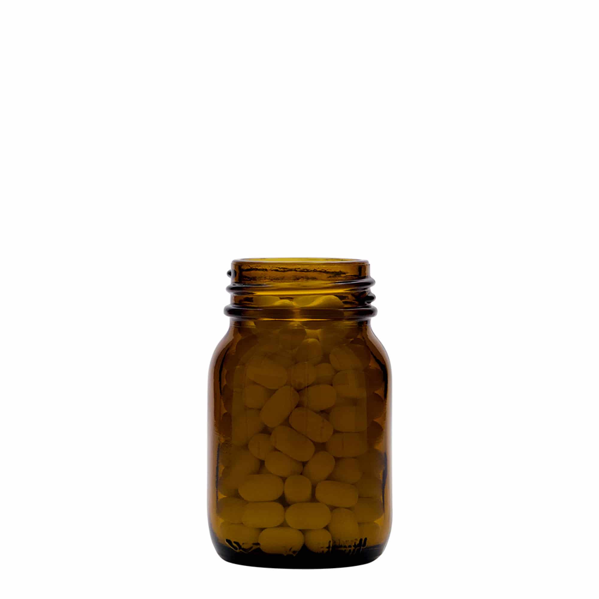 75 ml bredehalsglas, bruin, opening: DIN 40