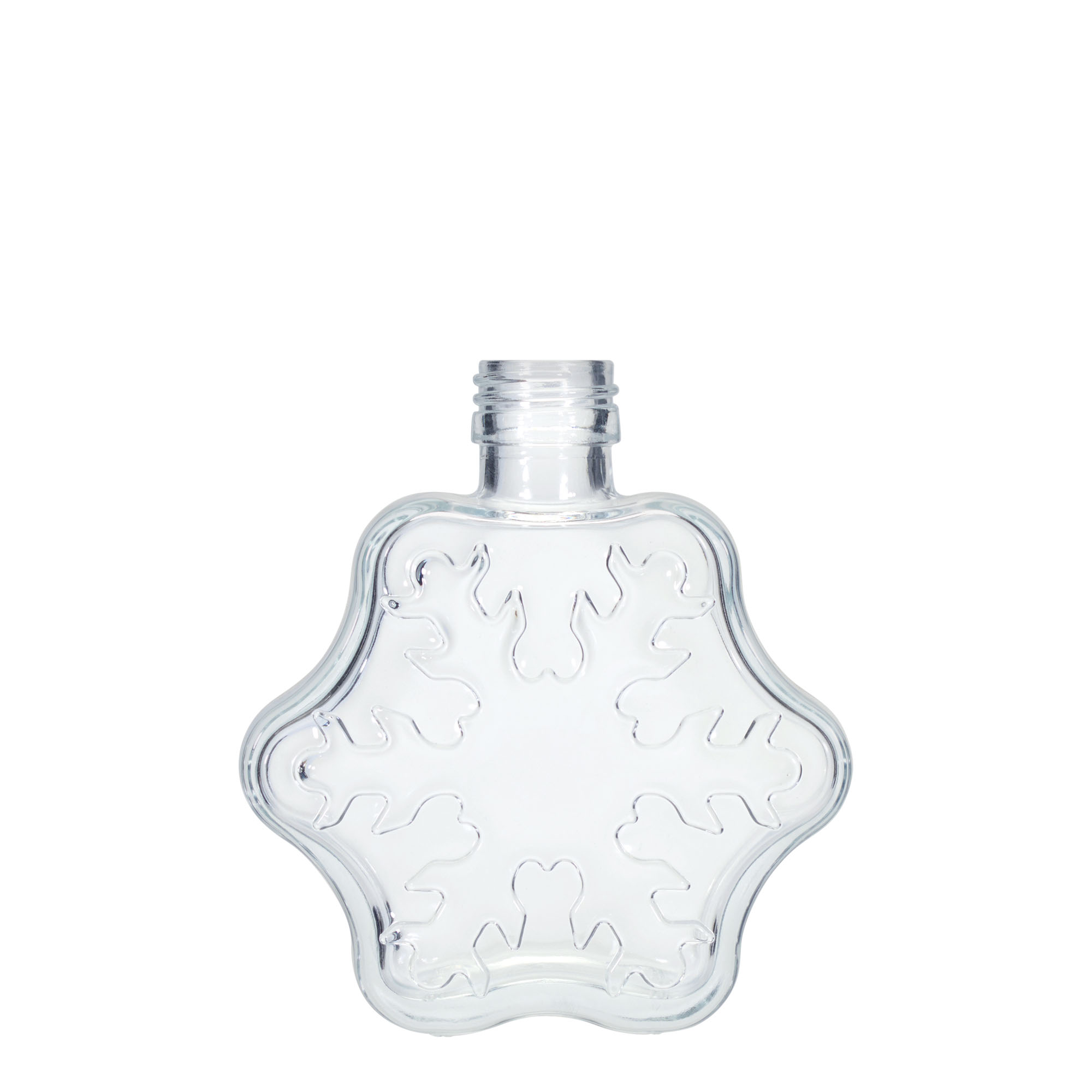 200 ml glazen fles 'Sneeuwvlok', mondstuk: PP 28 200 ml glazen fles 'Sneeuwvlok', mondstuk: PP 28