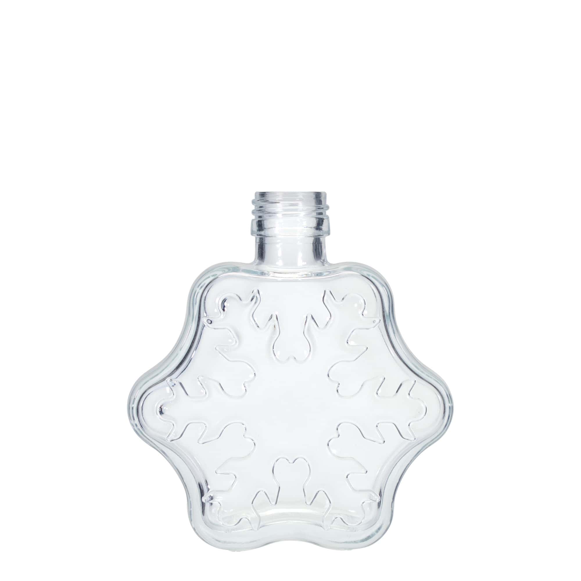 200 ml glazen fles 'Sneeuwvlok', mondstuk: PP 28