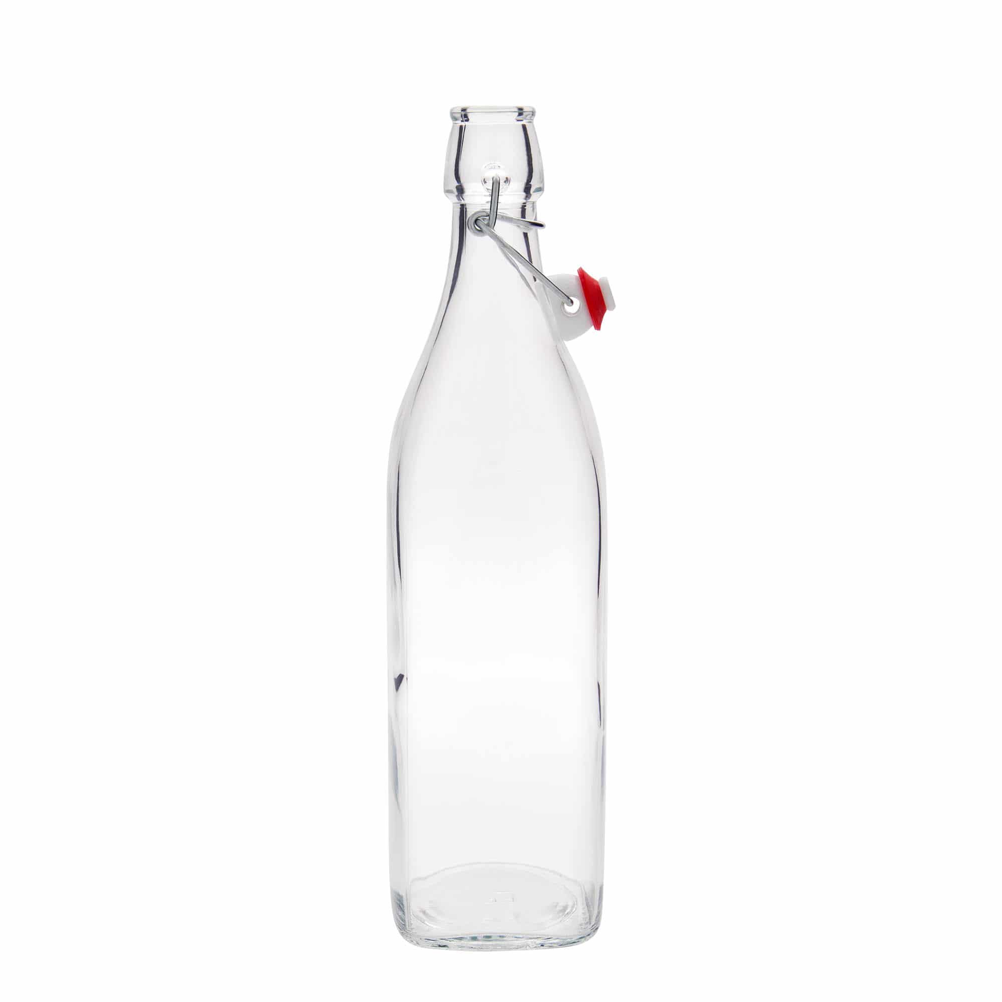 1.000 ml glazen fles 'Swing, vierkant, hals: beugelsluiting'