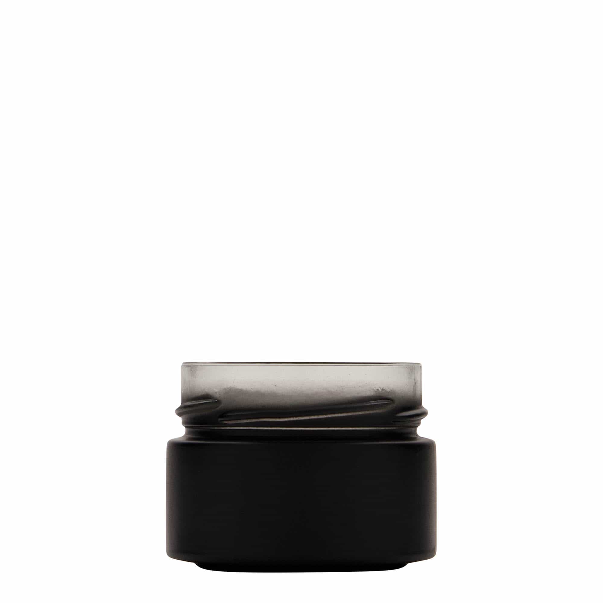 130 ml ronde glazen pot 'Aurora', zwart, opening: Deep-Twist-Off (DTO 66)