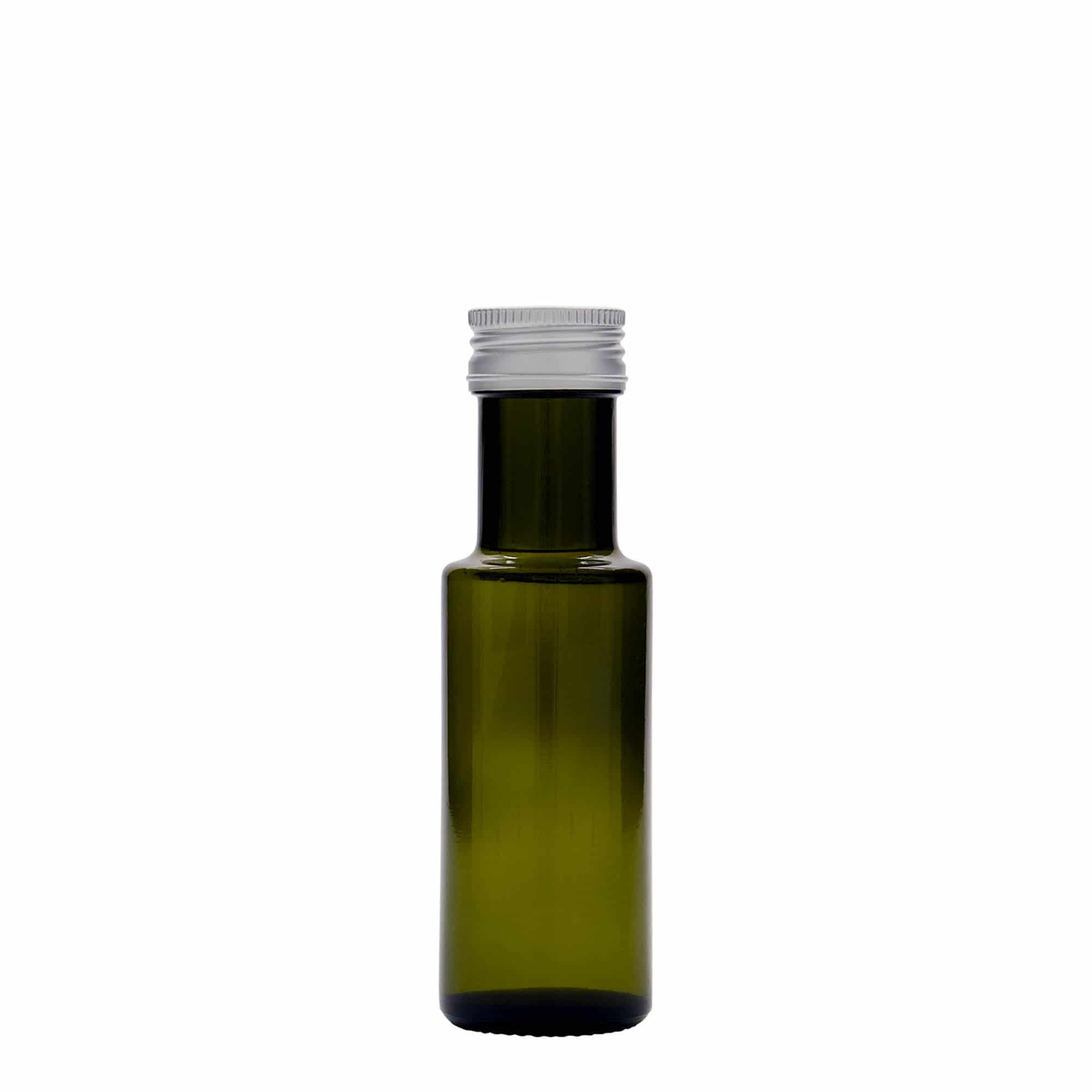 100 ml glazen fles 'Dorica', antiekgroen, opening: PP 31,5